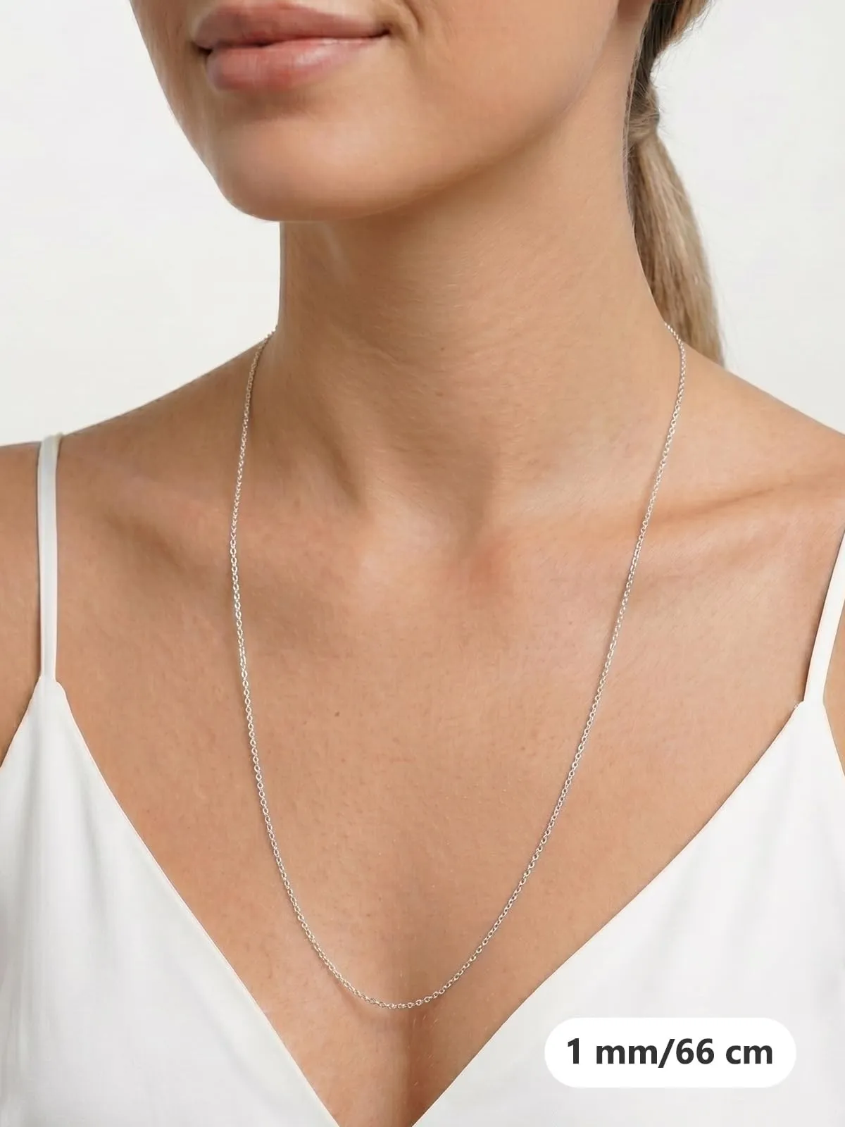 Silvora Catenina in Acciaio Inossidabile 316L per Donna e Uomo, 1mm, Argento, 65cm - immagine 2