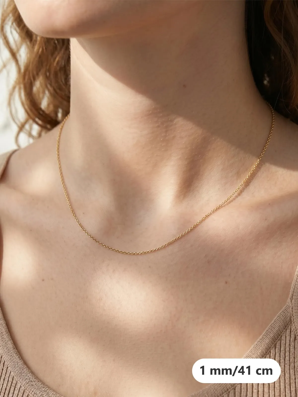 Silvora Collana Catena in Acciaio Inossidabile 316L, 1mm, Oro, 40cm - immagine 2