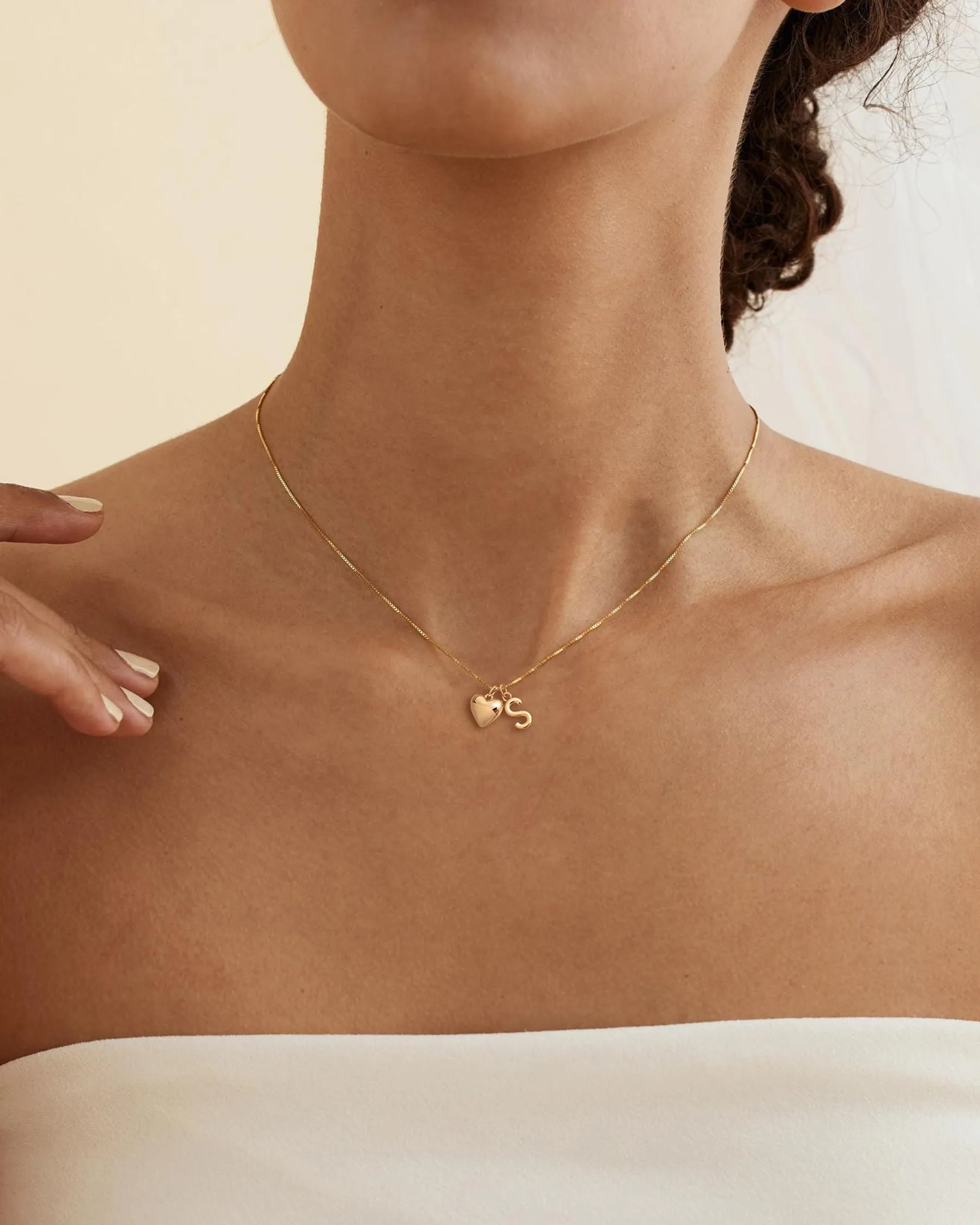 HANLI Collana Personalizzata con Nome Cuore Iniziale S, Oro Placcato 14K, Anallergica - immagine 4