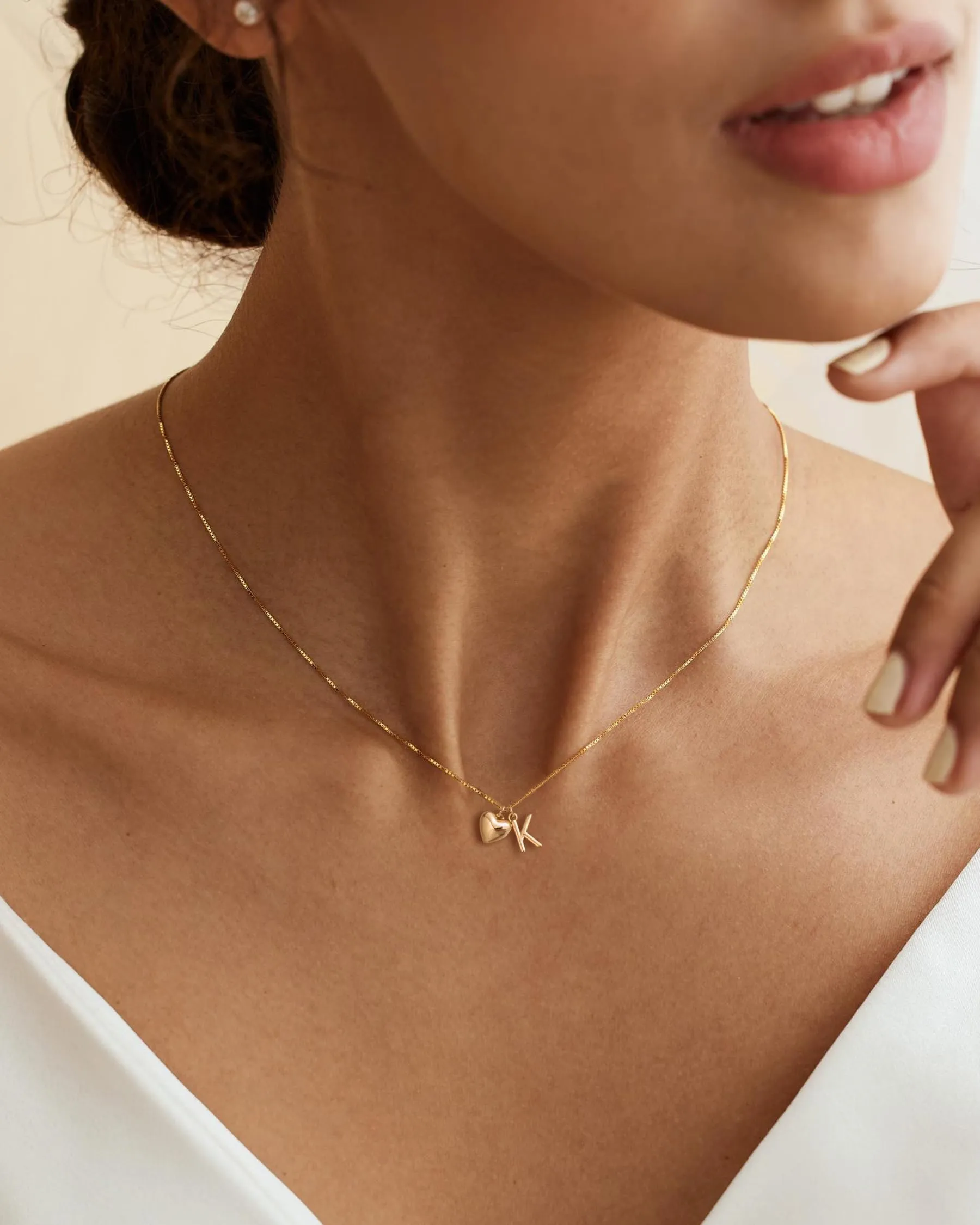 HANLI Collana Personalizzata con Nome Cuore Iniziale S, Oro Placcato 14K, Anallergica - immagine 6
