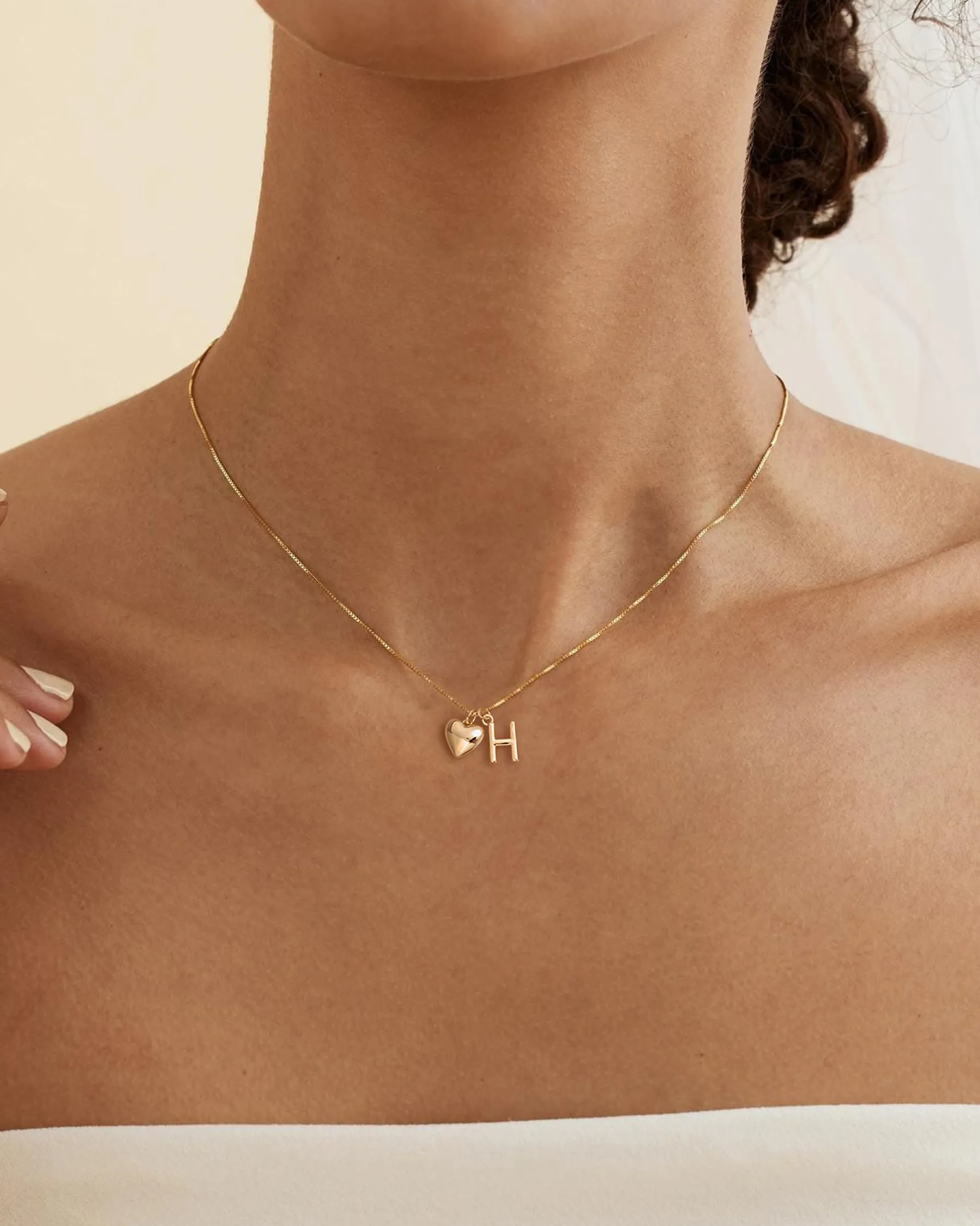 HANLI Collana Personalizzata con Nome Cuore Iniziale H Oro Placcato 14K - immagine 4