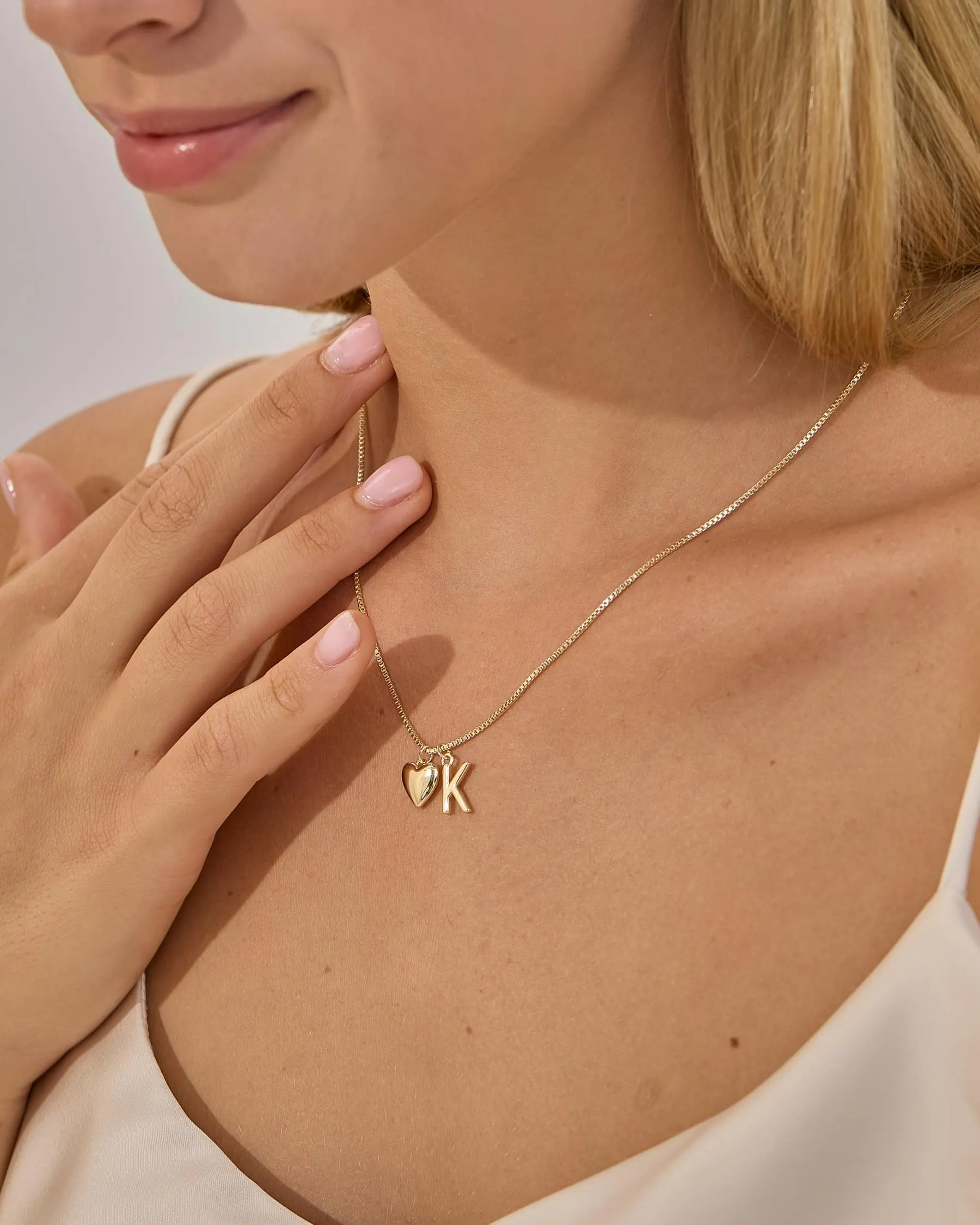 HANLI Collana Personalizzata con Nome Cuore Iniziale H Oro Placcato 14K - immagine 6