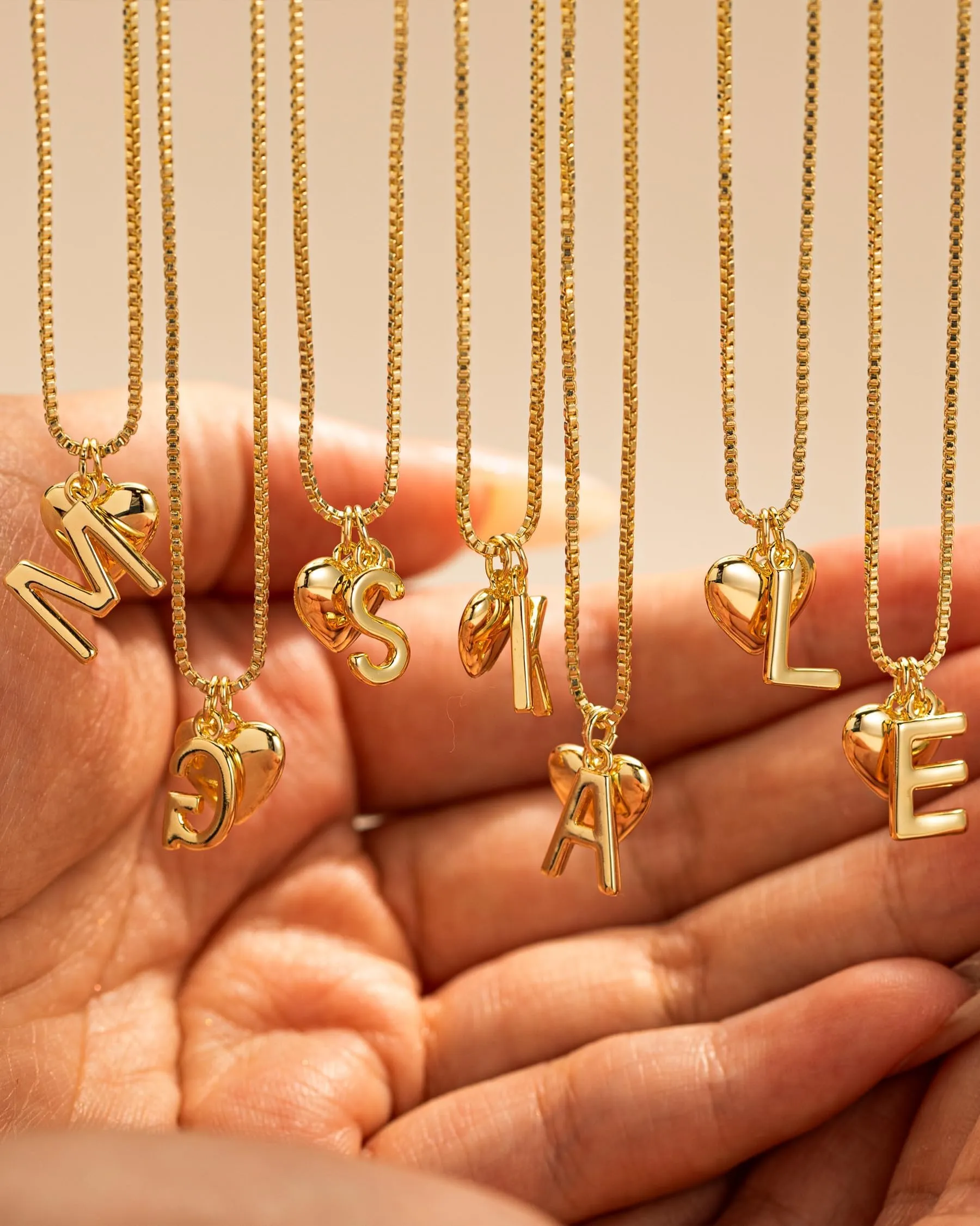 HANLI Collana Personalizzata con Nome Cuore Iniziale M Oro Placcato 14K - immagine 5
