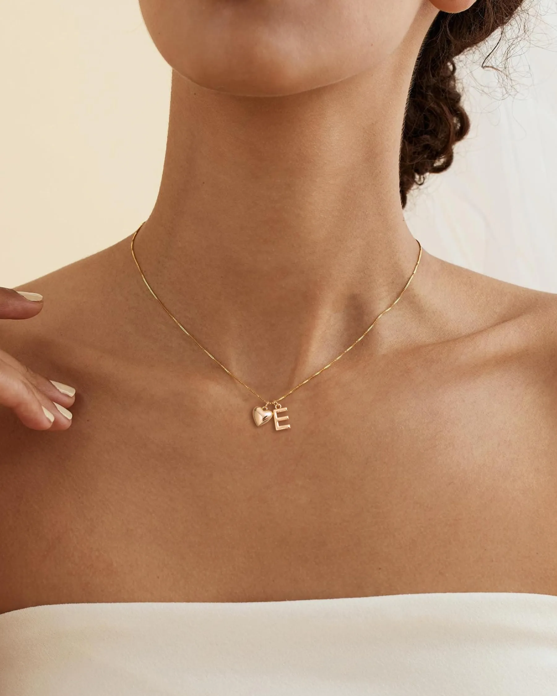 HANLI Collana Personalizzata con Nome Cuore Iniziale in Oro Placcato 14K - immagine 2