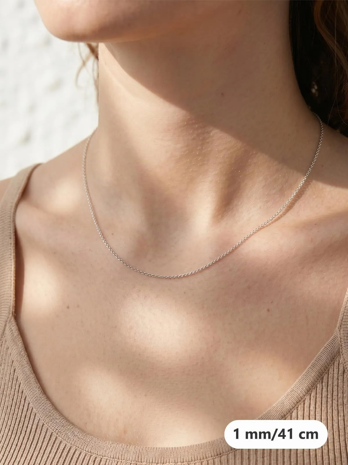 Silvora Catenina in Acciaio Inossidabile 316L per Donna e Uomo, 1mm, Argento, 40cm - immagine 2