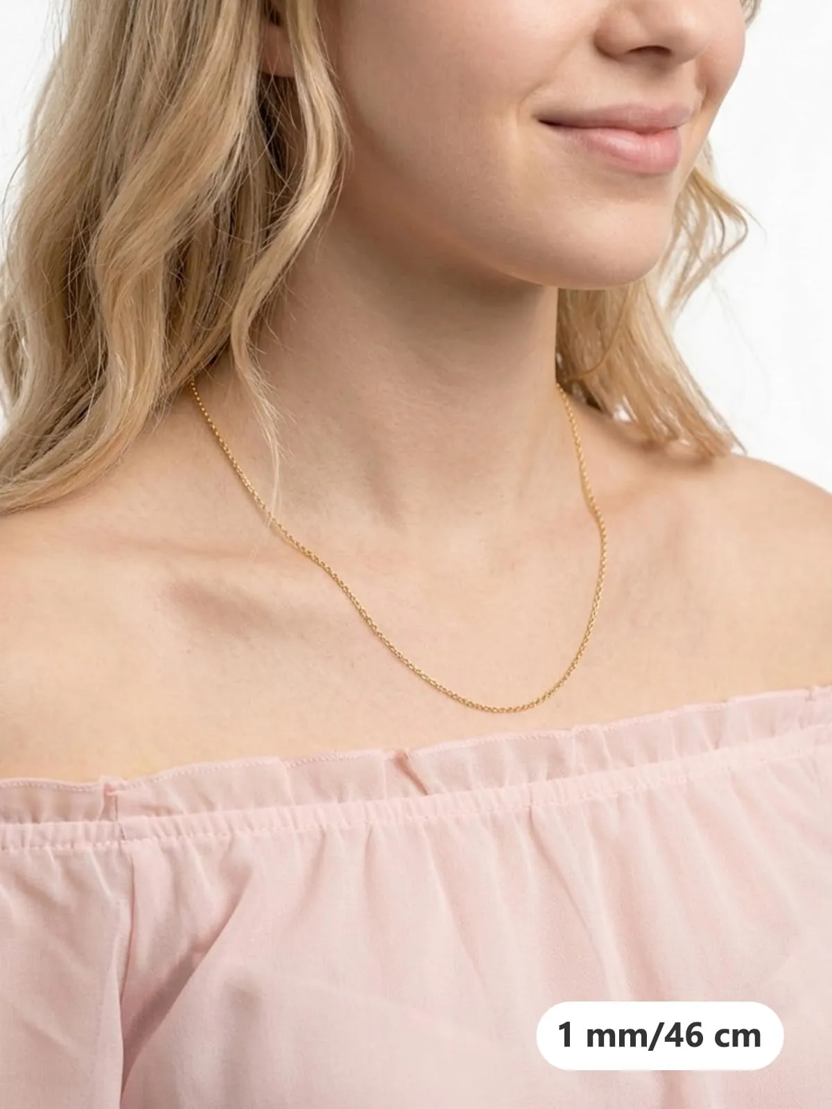 Silvora Collana Catena in Acciaio Inossidabile 316L, 1mm, Oro, 45cm, Unisex - immagine 2