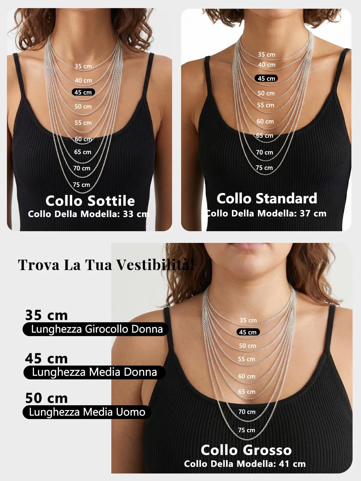 Silvora Collana Catena in Acciaio Inossidabile 316L, 1mm, 60cm, Argento - immagine 4