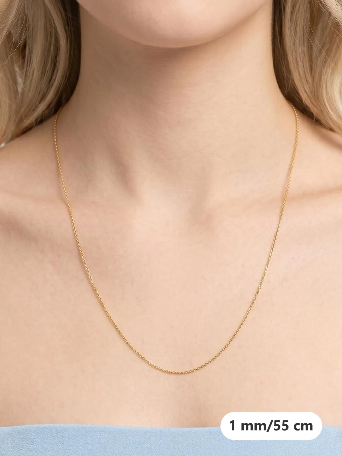 Silvora Collana Catena in Acciaio Inossidabile 316L, 1mm, Oro, 55cm, Unisex - immagine 2