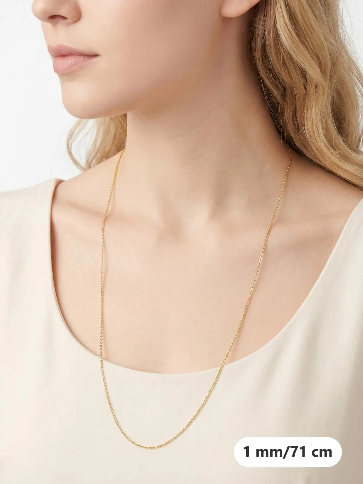 Silvora Collana Catena in Acciaio Inossidabile 316L, Oro, 1mm x 70cm, Unisex - immagine 2