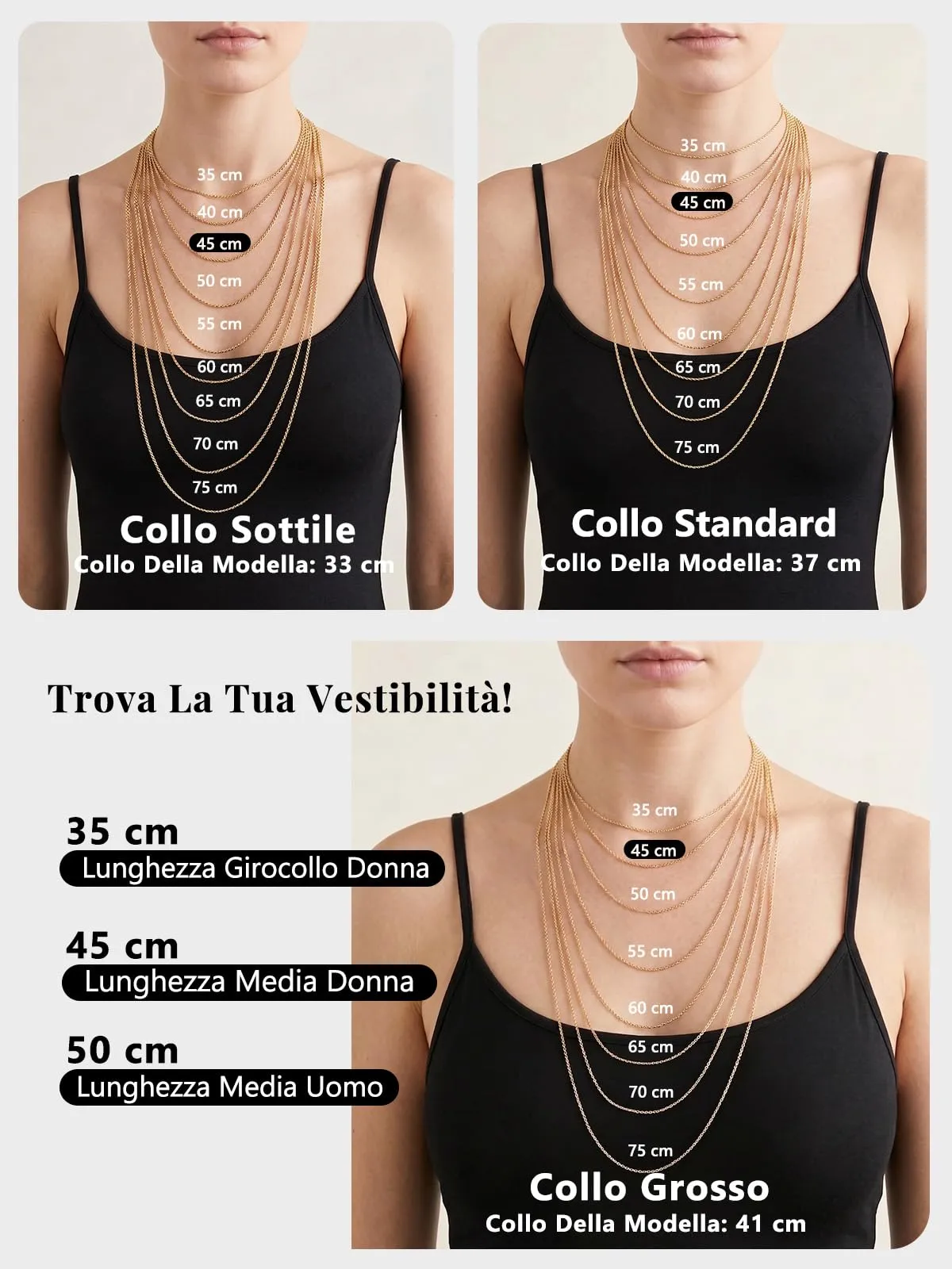 Silvora Collana Catena in Acciaio Inossidabile 316L, Oro, 1mm x 70cm, Unisex - immagine 4