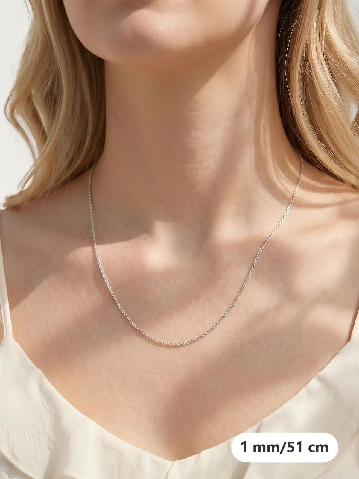 Silvora Collana Catena in Acciaio Inossidabile 316L, 1mm, 50cm, Argento - immagine 2