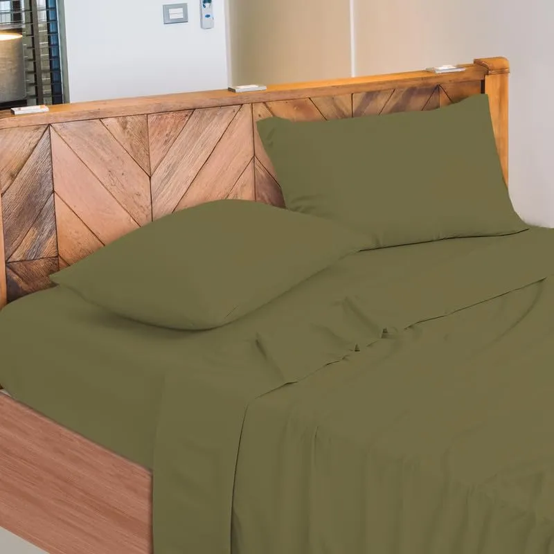 Narciso Lenzuola Una Piazza e Mezza 100% Cotone Made in Italy, Completo Letto con Lenzuolo Sotto 130x200, Lenzuolo Sopra 190x290 e Federa 50x80cm - Salvia - immagine 1