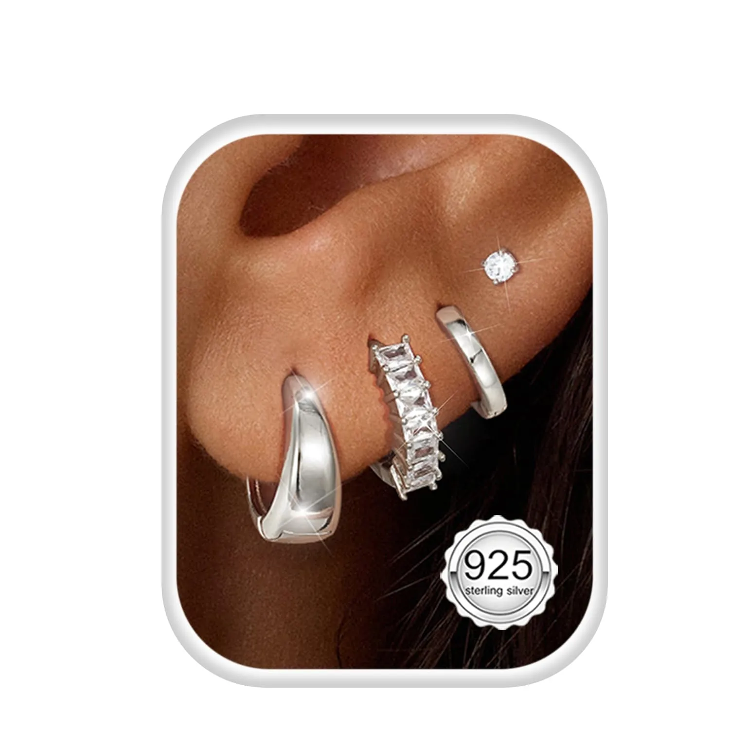 Diorra Set di 4 Paia di Orecchini Donna in Argento e Zirconi - immagine 1