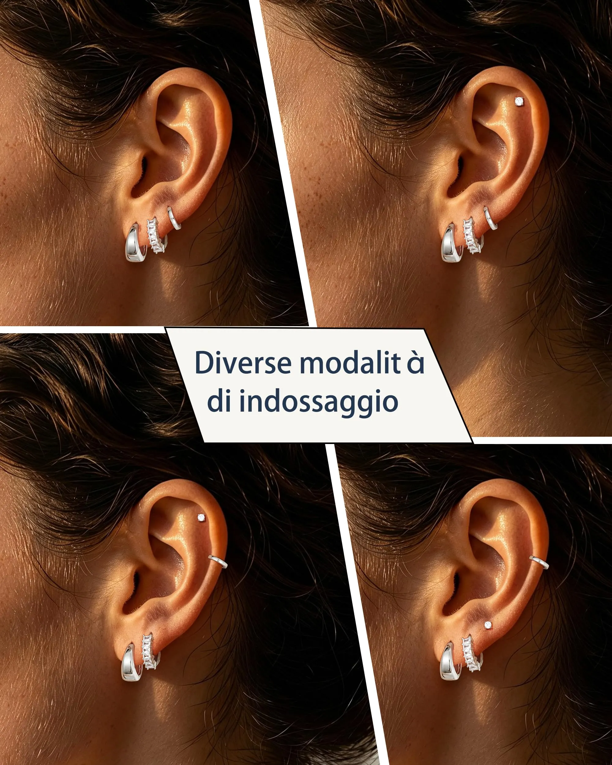 Diorra Set di 4 Paia di Orecchini Donna in Argento e Zirconi - immagine 4