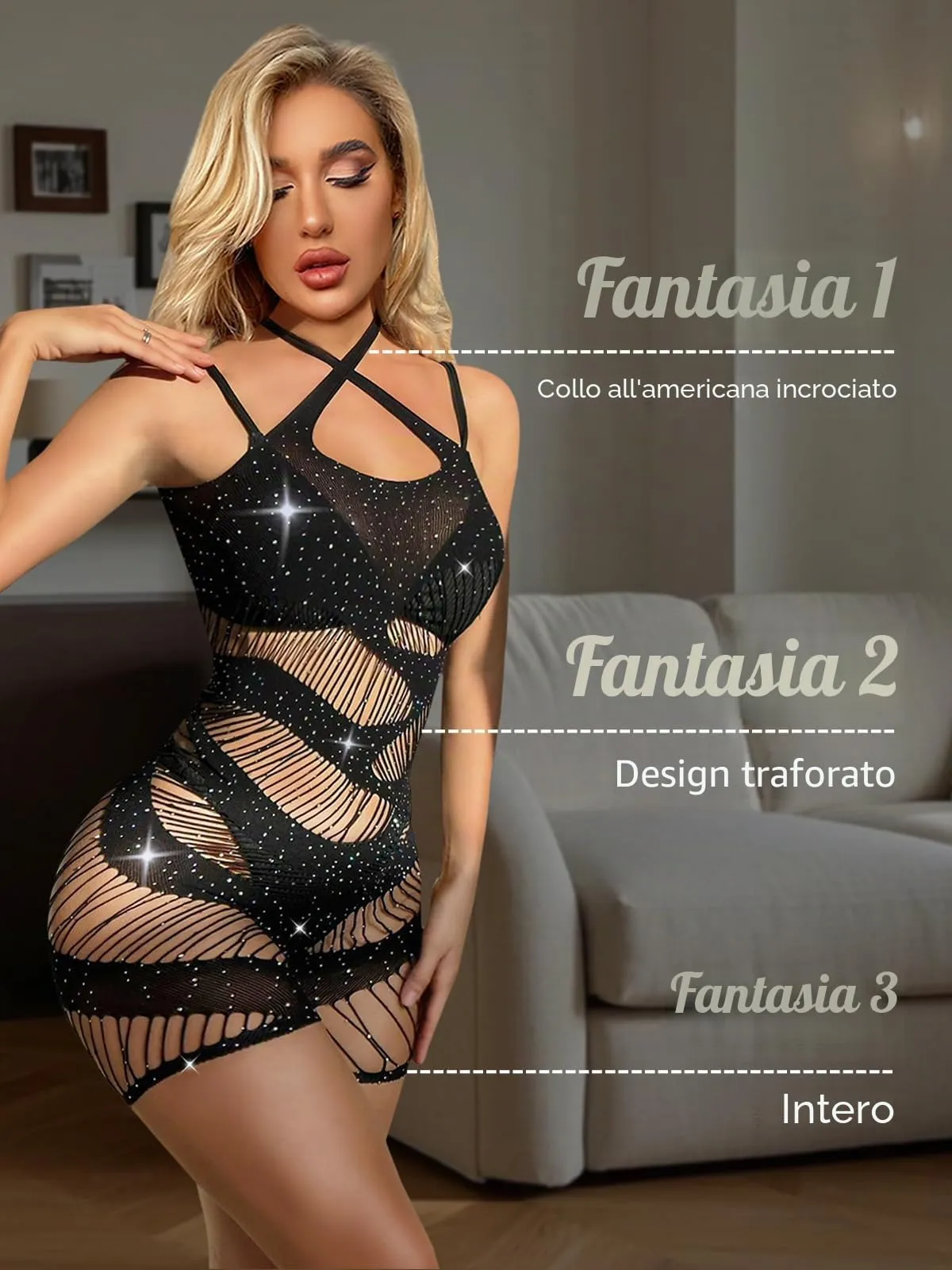 Buitifo Body Donna con Strass, Nero TK3, M - immagine 2