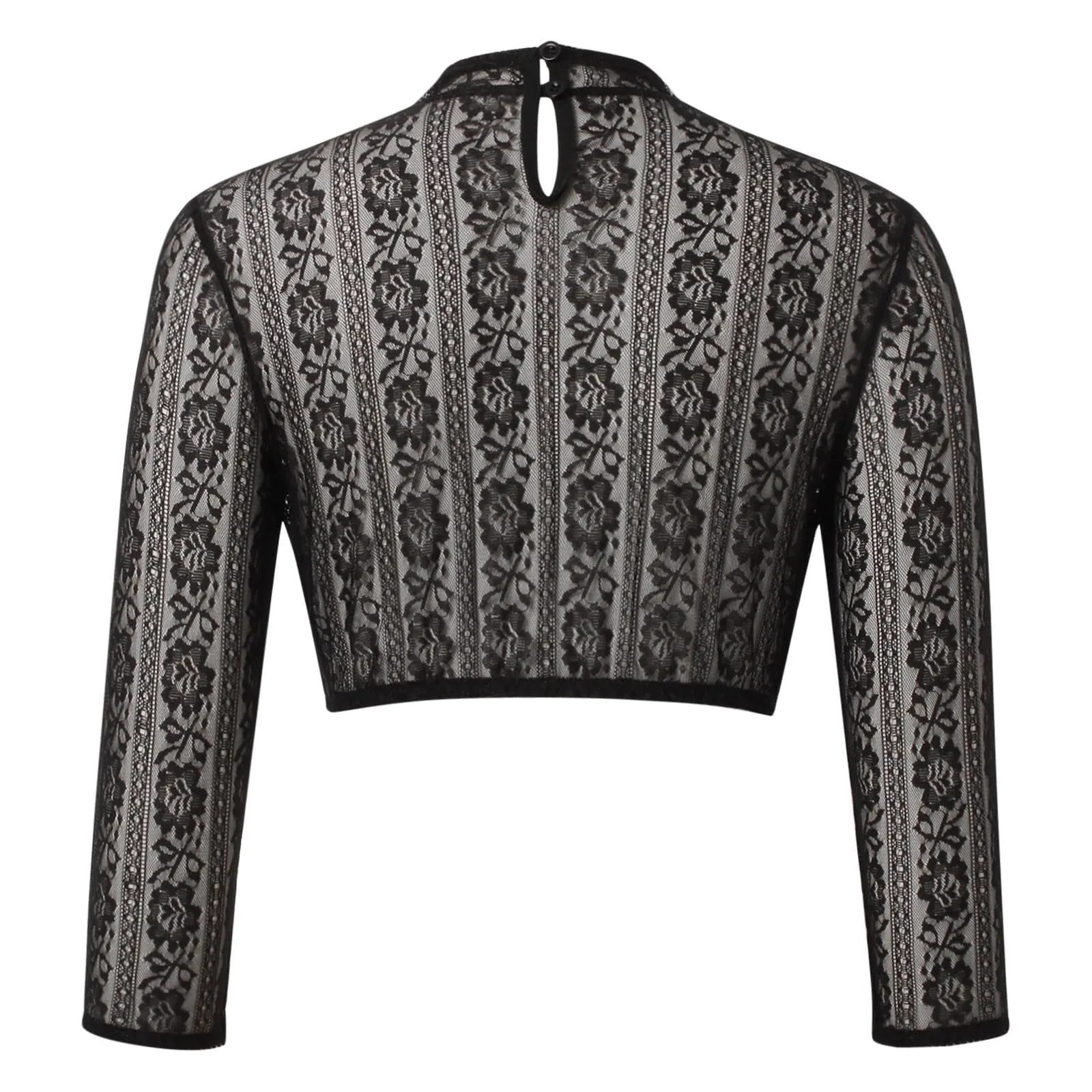 Generisch Camicia da Donna in Pizzo per Dirndl, Nero, S - immagine 2