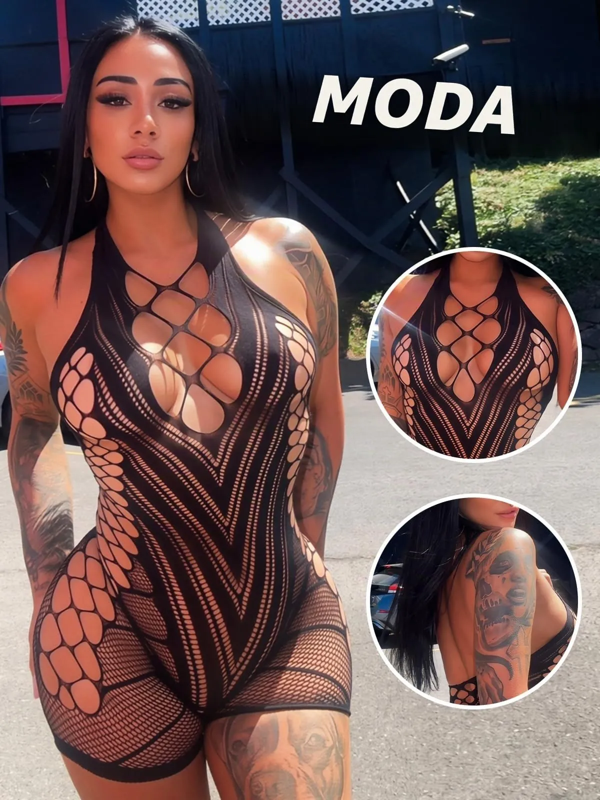 Buitifo Body Donna in Rete, Nero, M - immagine 6