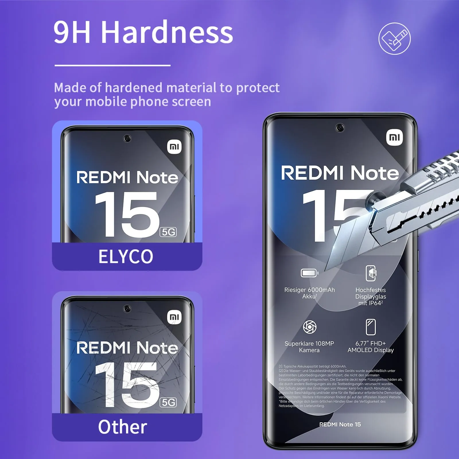 ELYCO Vetro Temperato Privacy per Redmi Note 15 5G / Poco M8 5G, 2 Pezzi - immagine 5