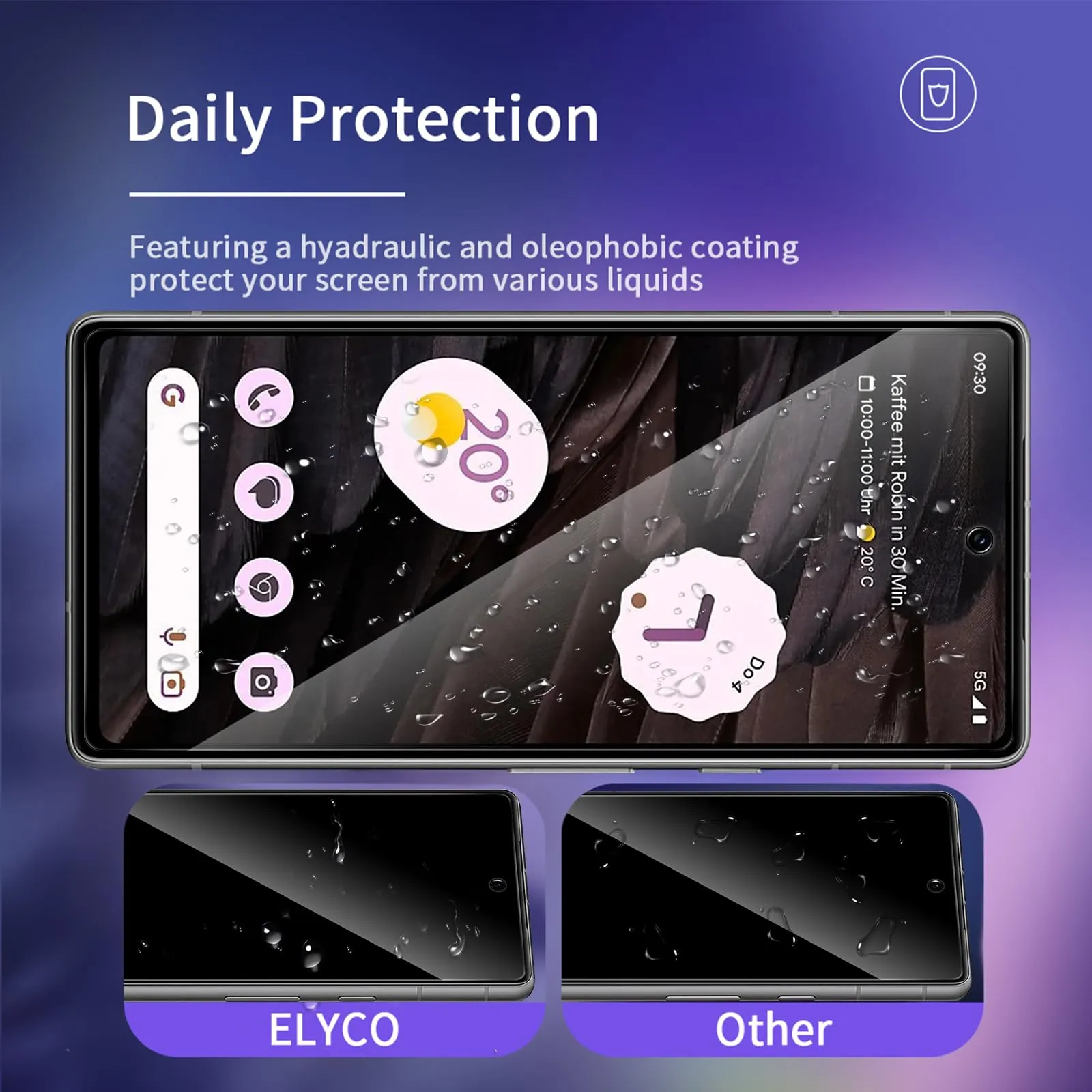 ELYCO Vetro Temperato Privacy per Google Pixel 7A, 2+2 Pezzi - immagine 4