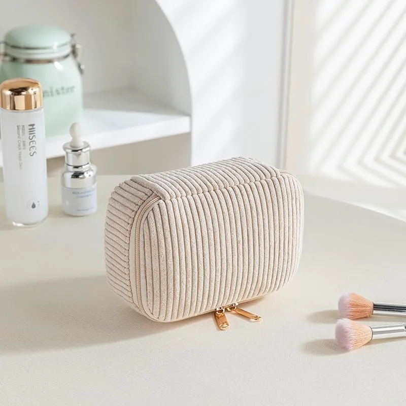 Aucuu Beauty Case, Set di 3 Borse da Toilette in Velluto a Costine per Trucco e Viaggio - immagine 7