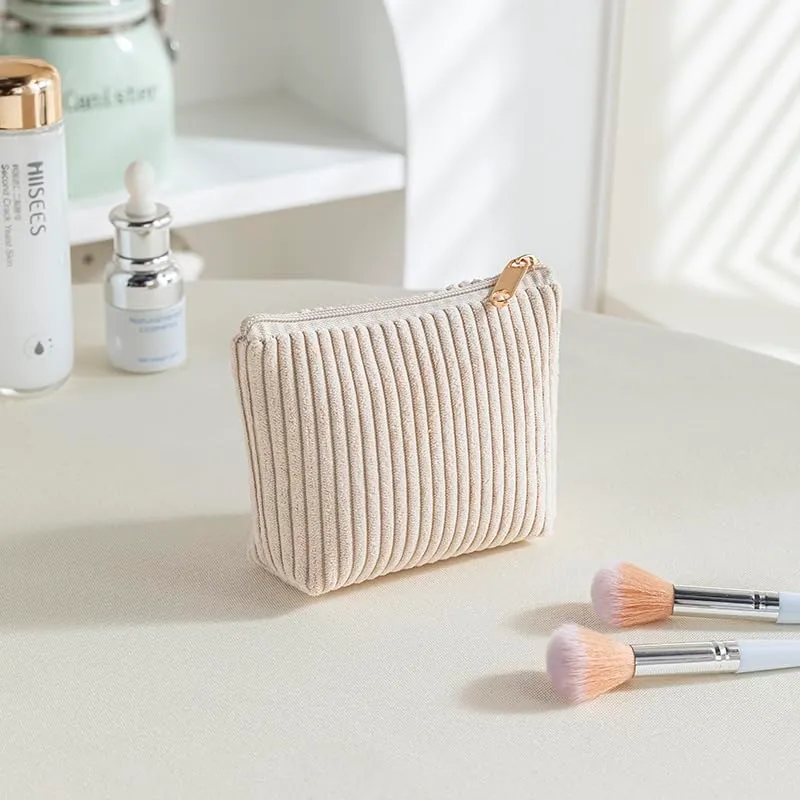 Aucuu Beauty Case, Set di 3 Borse da Toilette in Velluto a Costine per Trucco e Viaggio - immagine 8