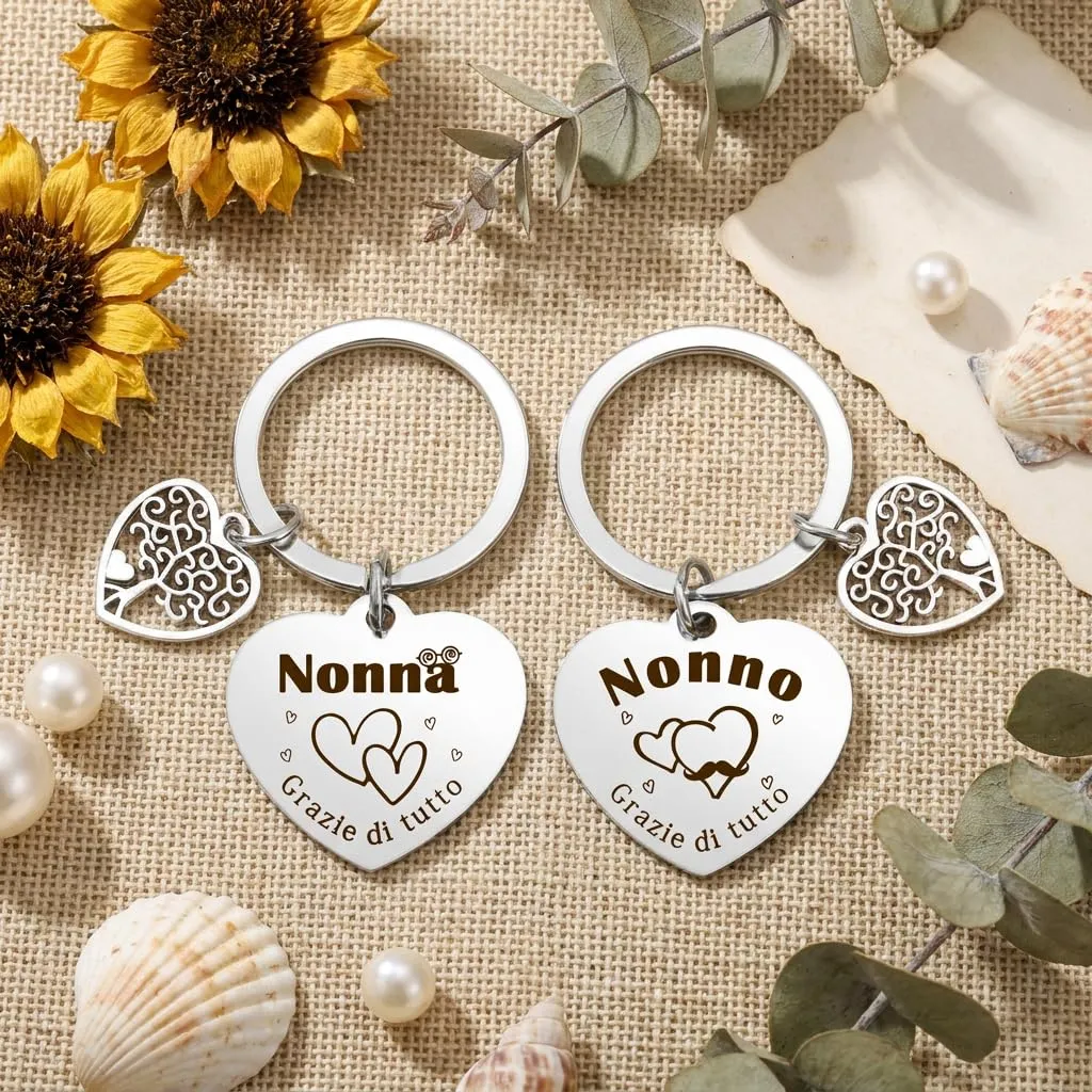Portachiavi per Nonno e Nonna in Acciaio Inossidabile, Set da 2 Pezzi - immagine 4