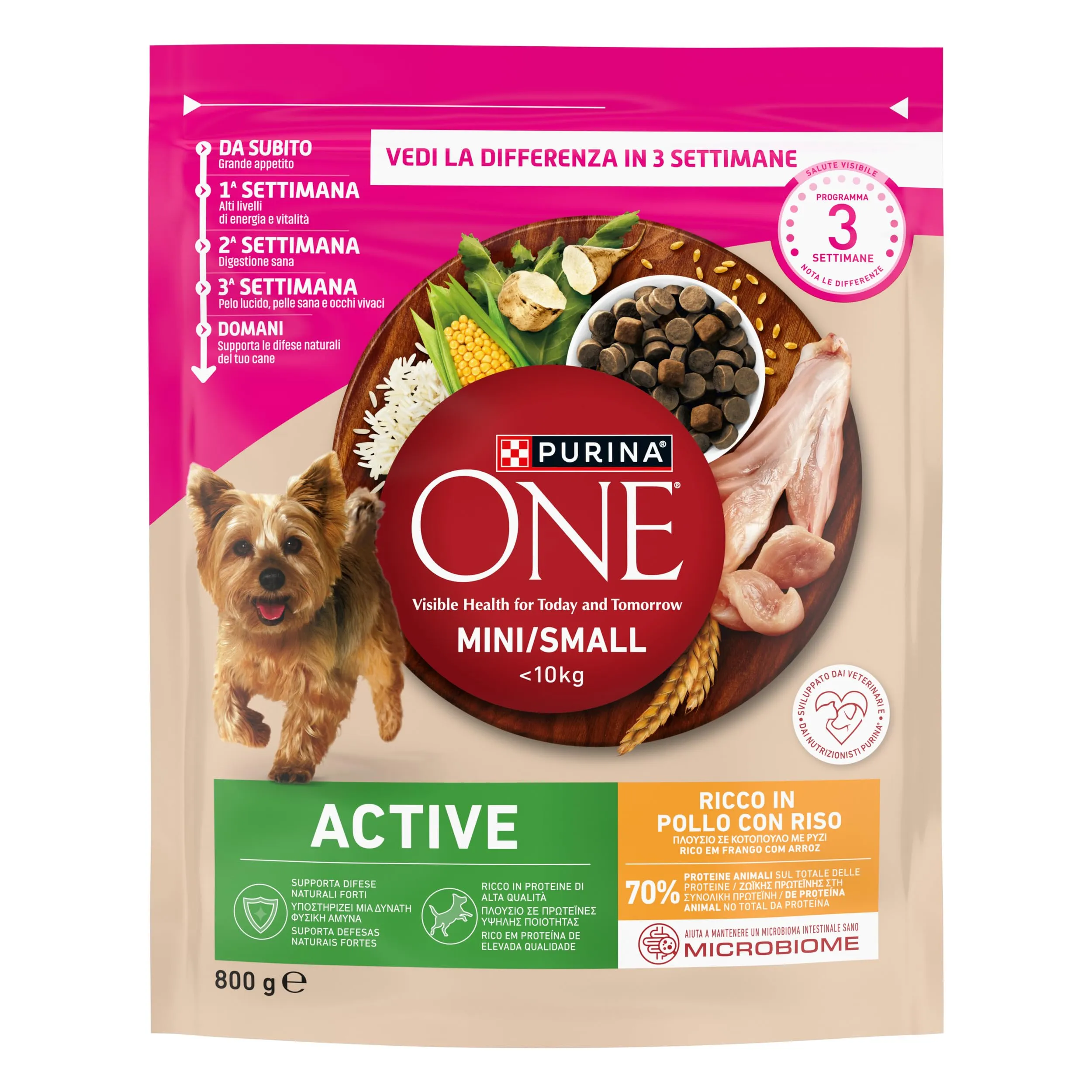 Purina One Mini Active Crocchette per Cani Adulti Pollo e Riso, 800g - immagine 2