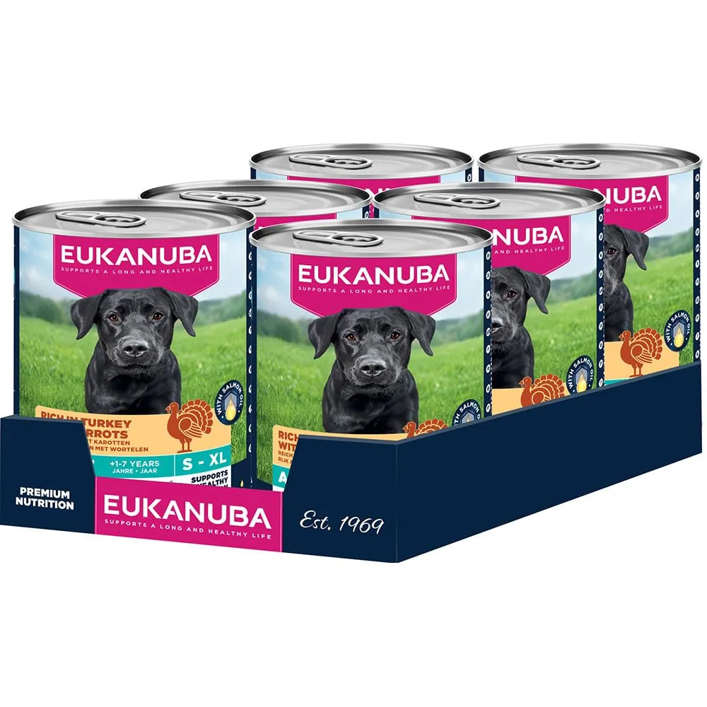 Eukanuba Cibo Umido per Cani Adulti Tacchino e Carota, 6 x 400 g - immagine 1