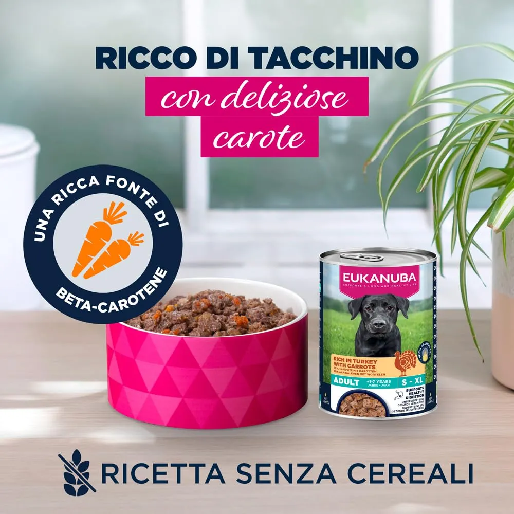 Eukanuba Cibo Umido per Cani Adulti Tacchino e Carota, 6 x 400 g - immagine 2