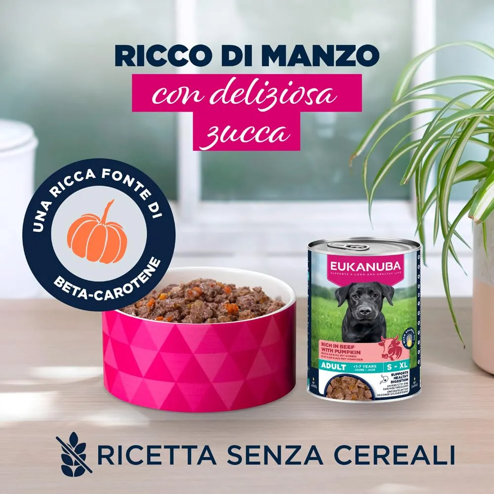 Eukanuba Cibo umido per cani adulti con manzo e zucca, 6 x 400 g - immagine 2