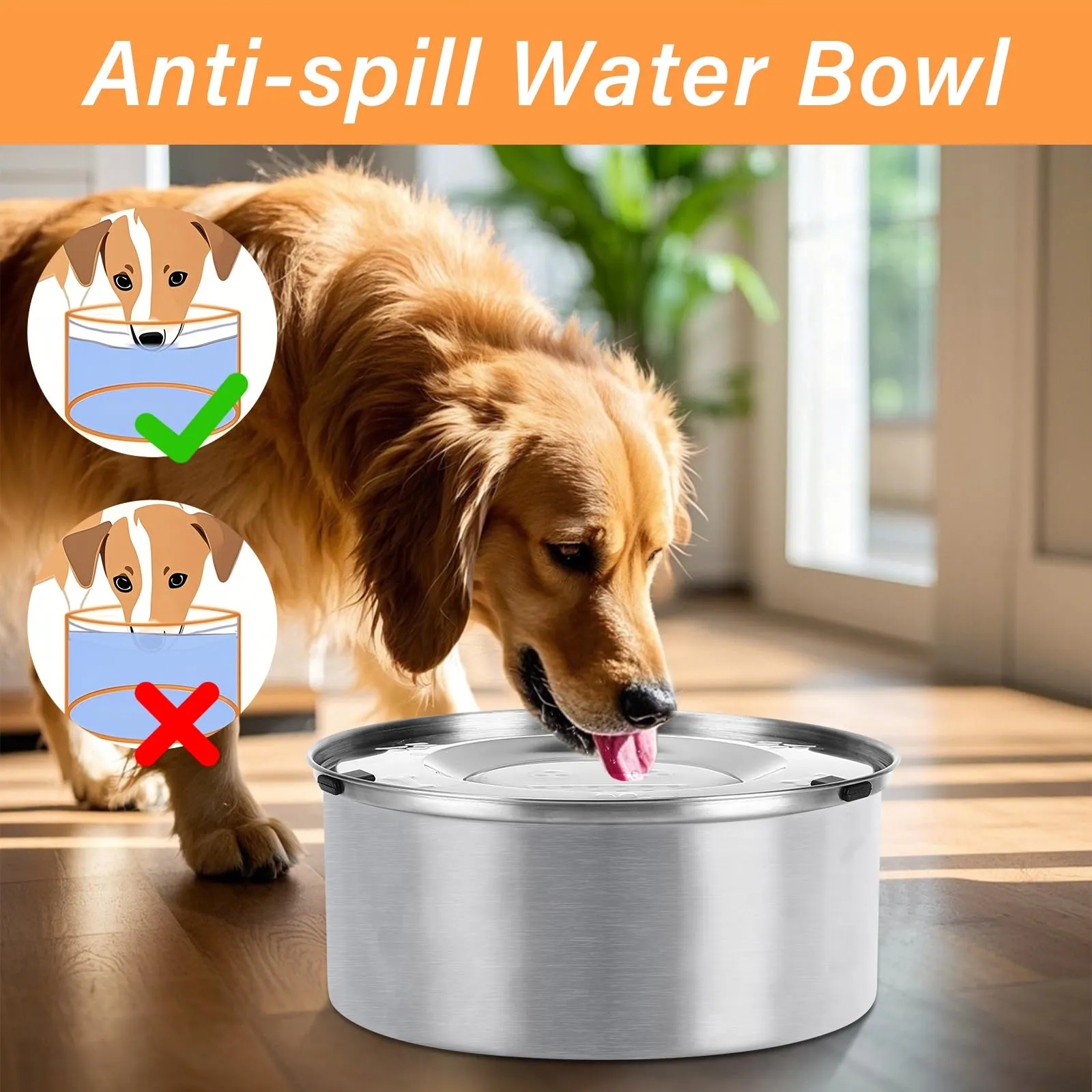 Luziyun Ciotola Acqua Cane Antigoccia in Acciaio Inox Galleggiante 3L - immagine 3