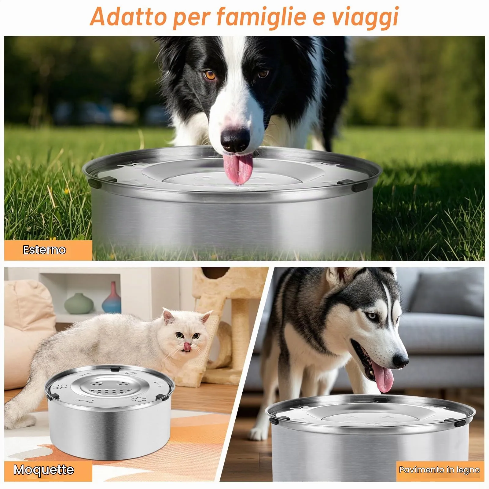 Luziyun Ciotola Acqua Cane Antigoccia in Acciaio Inox Galleggiante 3L - immagine 5