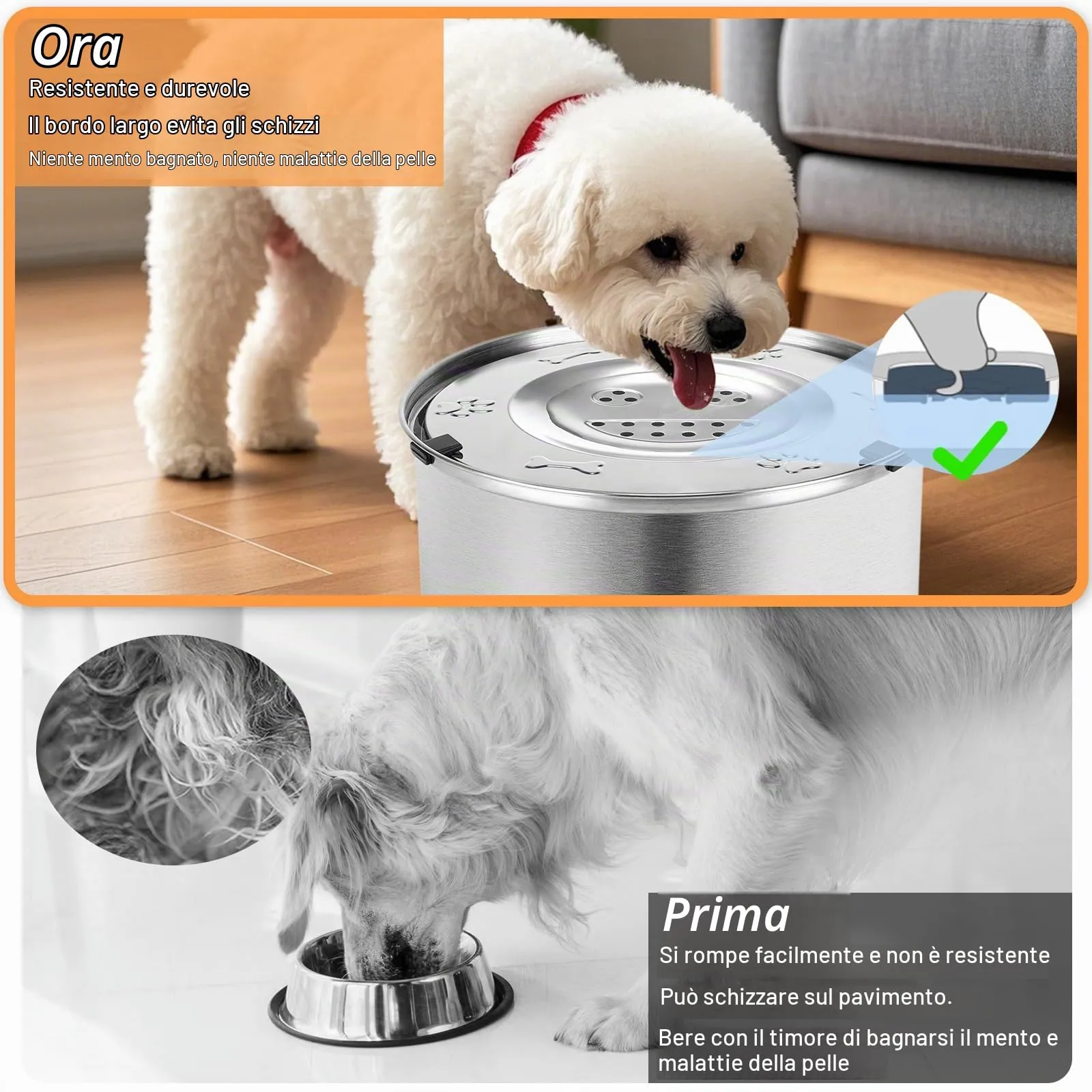 Luziyun Ciotola Acqua Cane Antigoccia in Acciaio Inox Galleggiante 3L - immagine 6