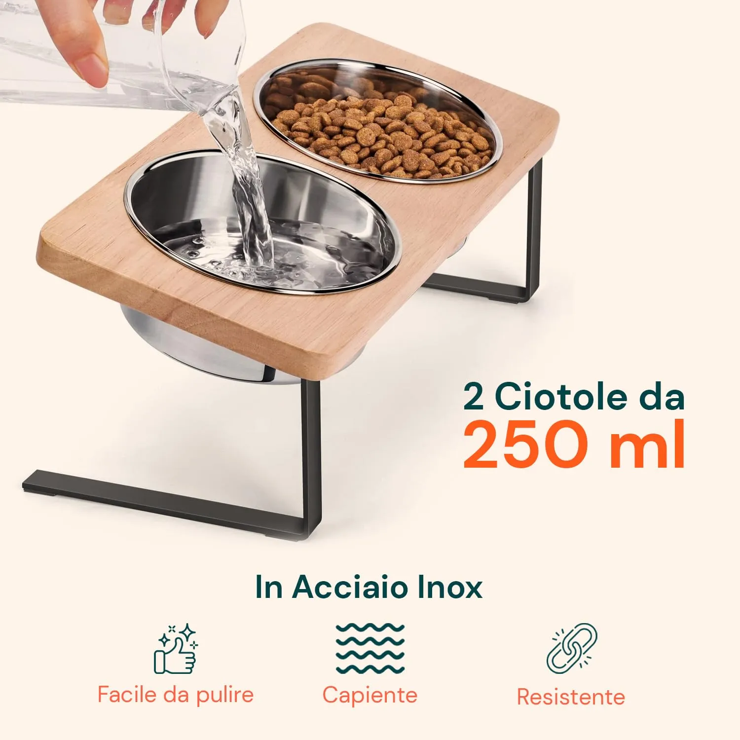 Avilia Ciotole Rialzate per Gatti e Cani, 2 Ciotole Acciaio Inox 250 ml - immagine 2