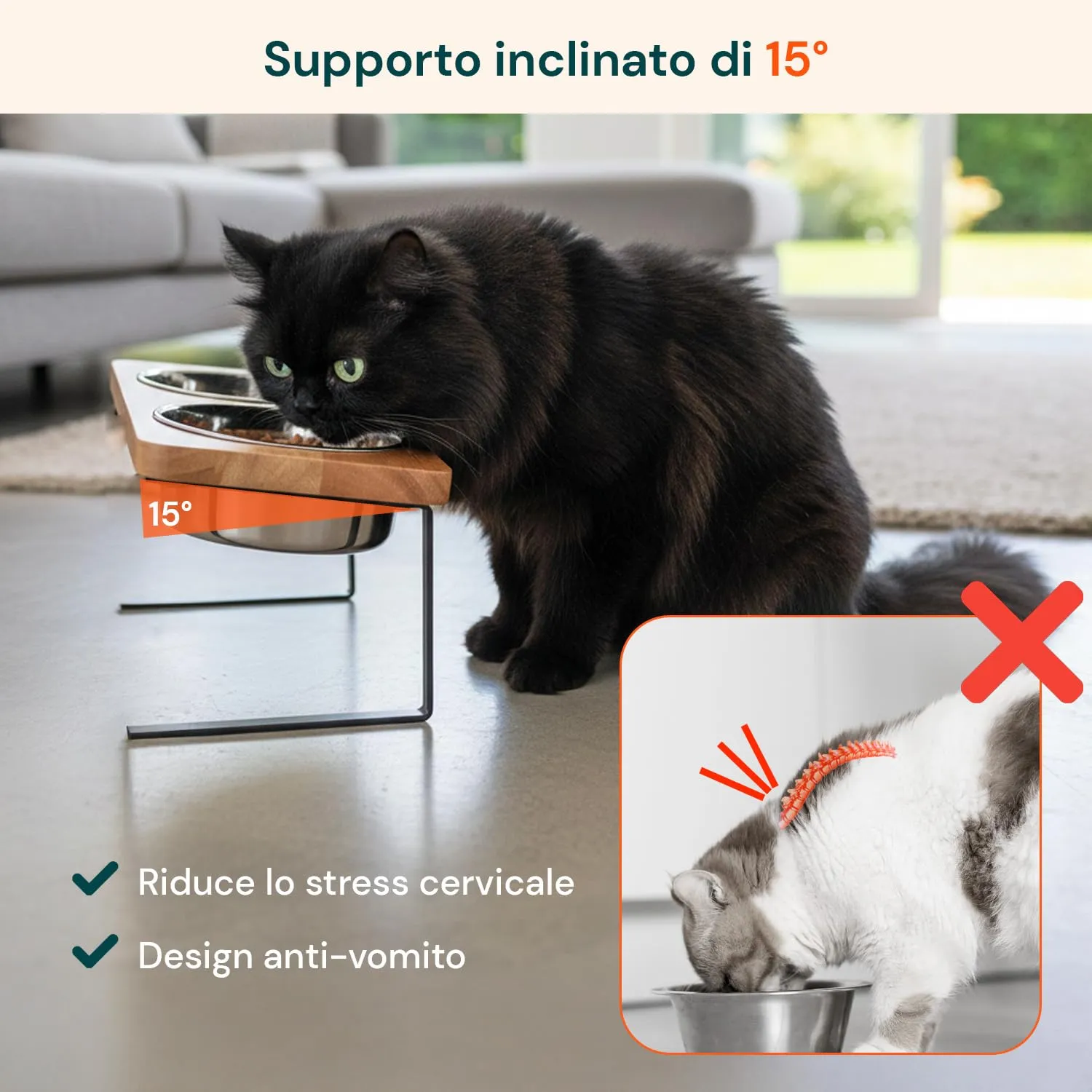 Avilia Ciotole Rialzate per Gatti e Cani, 2 Ciotole Acciaio Inox 250 ml - immagine 3