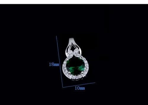 Crystalline Azuria Donna Parure Collana con Ciondolo 45 cm e Orecchini, 18ct Placcato Oro Bianco, Verde Smeraldo simulato e Cristalli di Zirconi - immagine 3