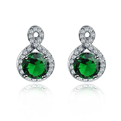 Crystalline Azuria Donna Parure Collana con Ciondolo 45 cm e Orecchini, 18ct Placcato Oro Bianco, Verde Smeraldo simulato e Cristalli di Zirconi - immagine 4