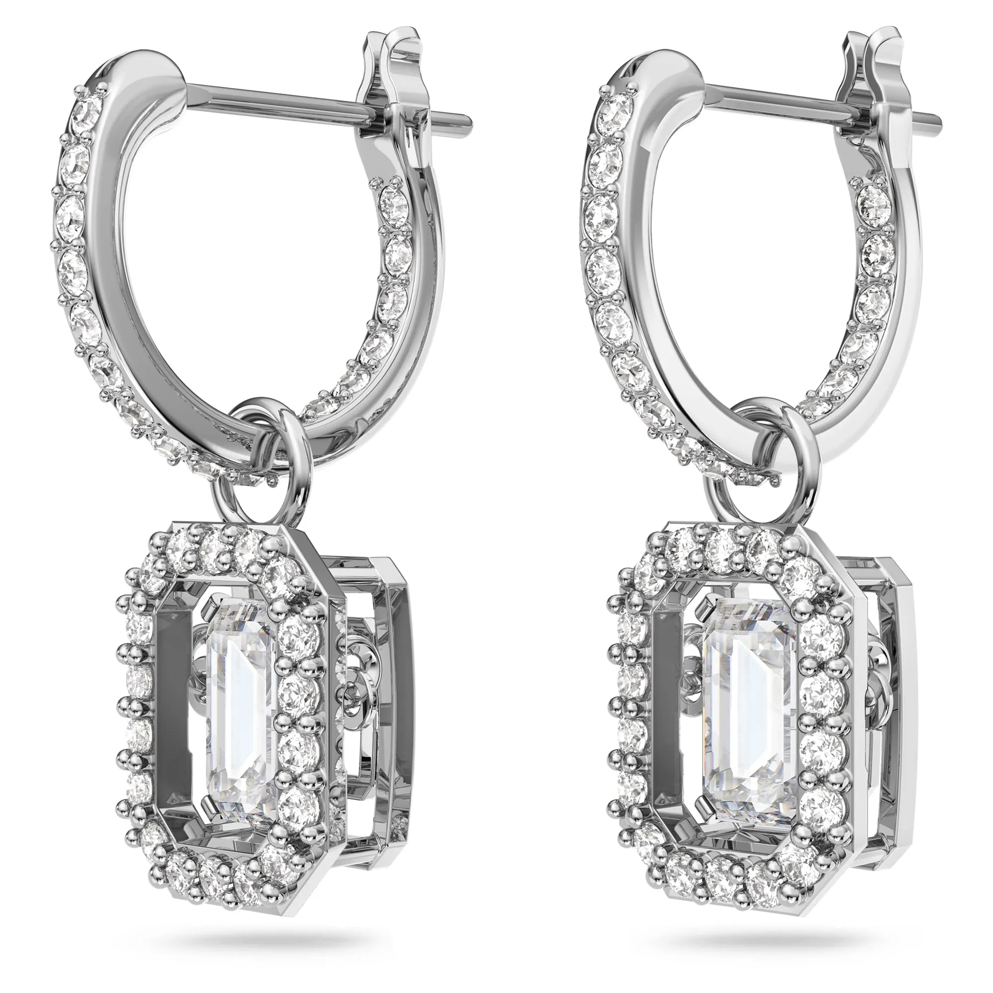 Swarovski Millenia Orecchini Pendenti Taglio Ottagonale Bianchi Placcato Rodio - immagine 2