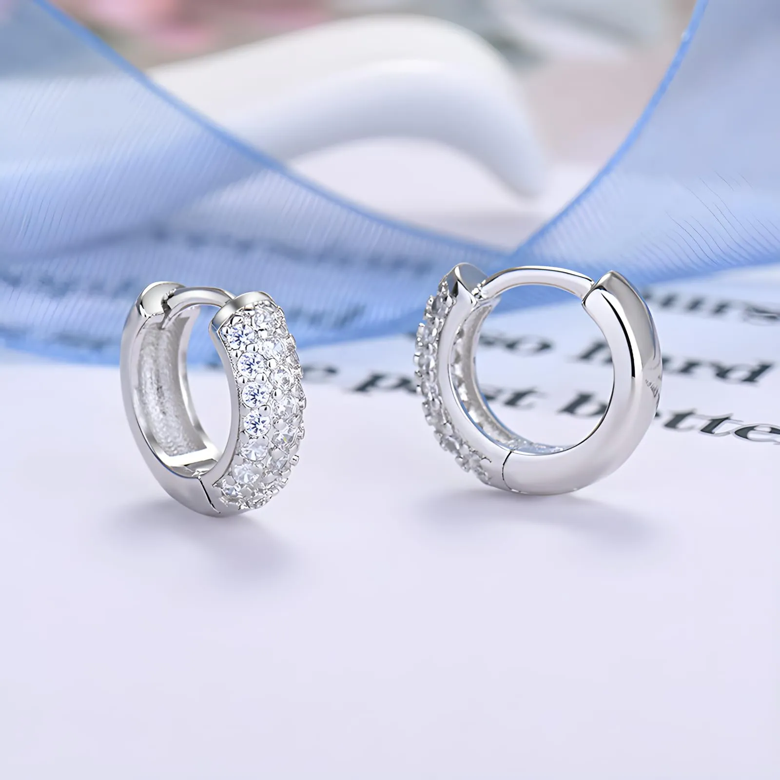 Hinvan 3 Paia di Orecchini a Cerchio in Argento 925 con Zirconi Cubici - immagine 5