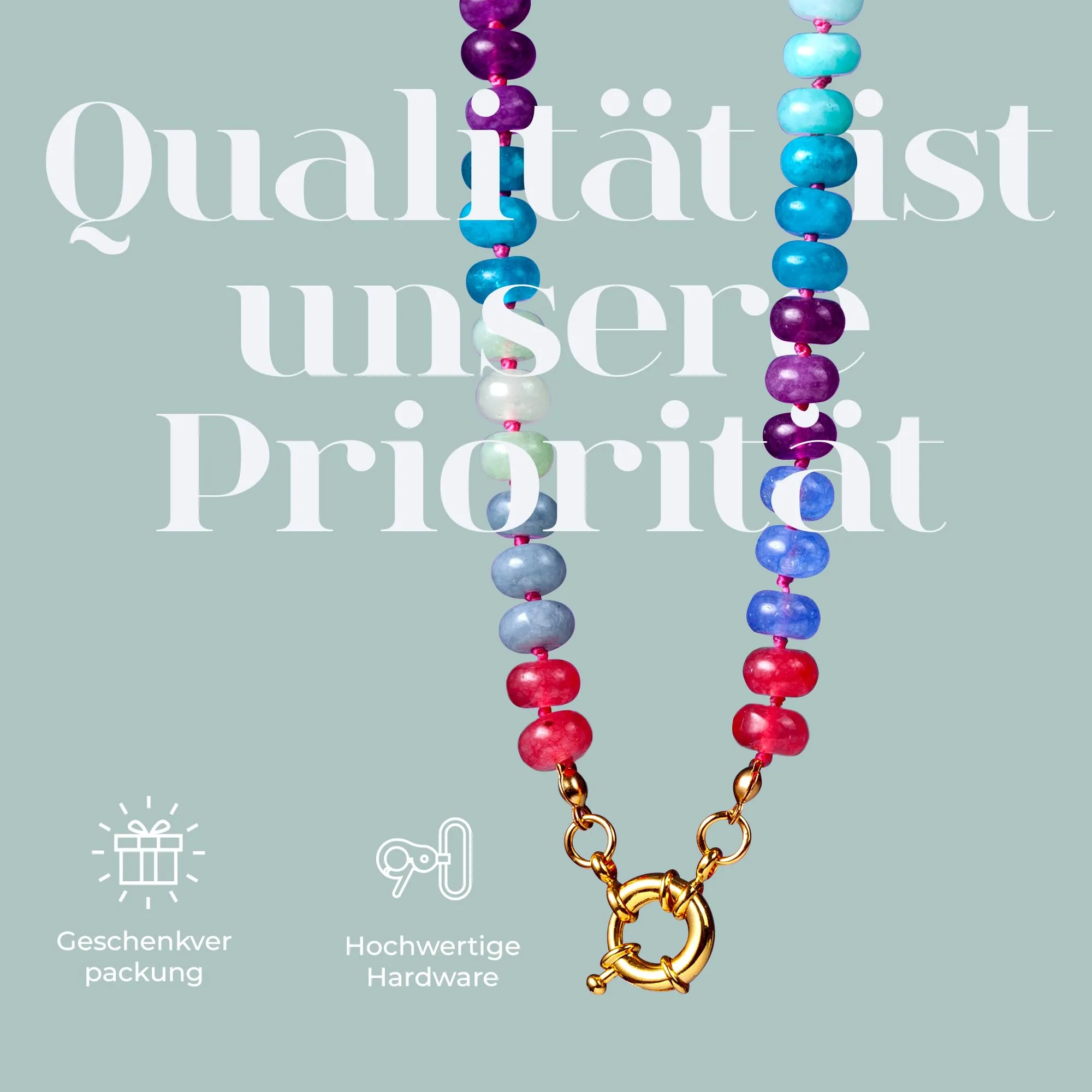 SKLife style design Set di collana e bracciale da donna in pietre naturali colorate, stile boho - immagine 3