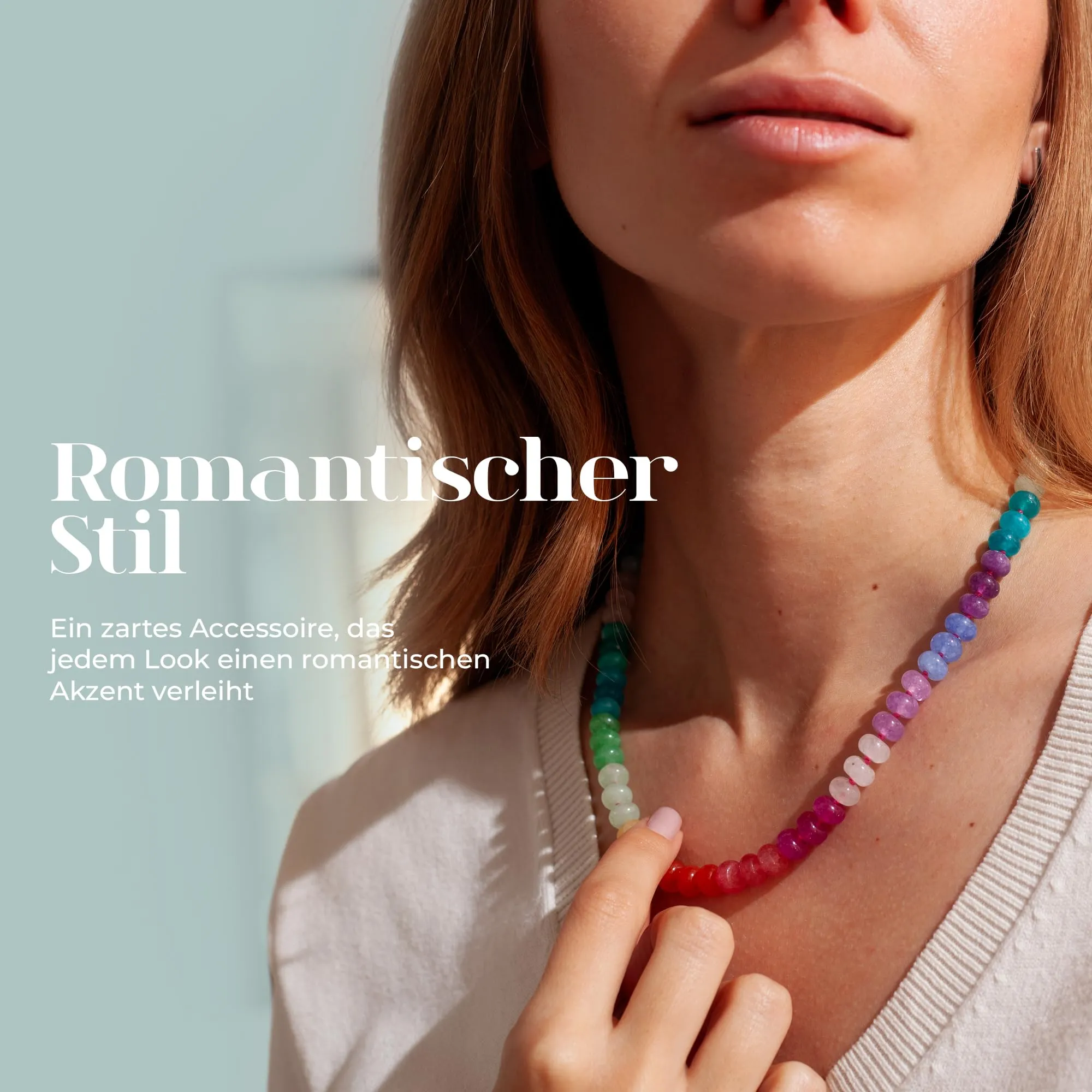SKLife style design Set di collana e bracciale da donna in pietre naturali colorate, stile boho - immagine 8
