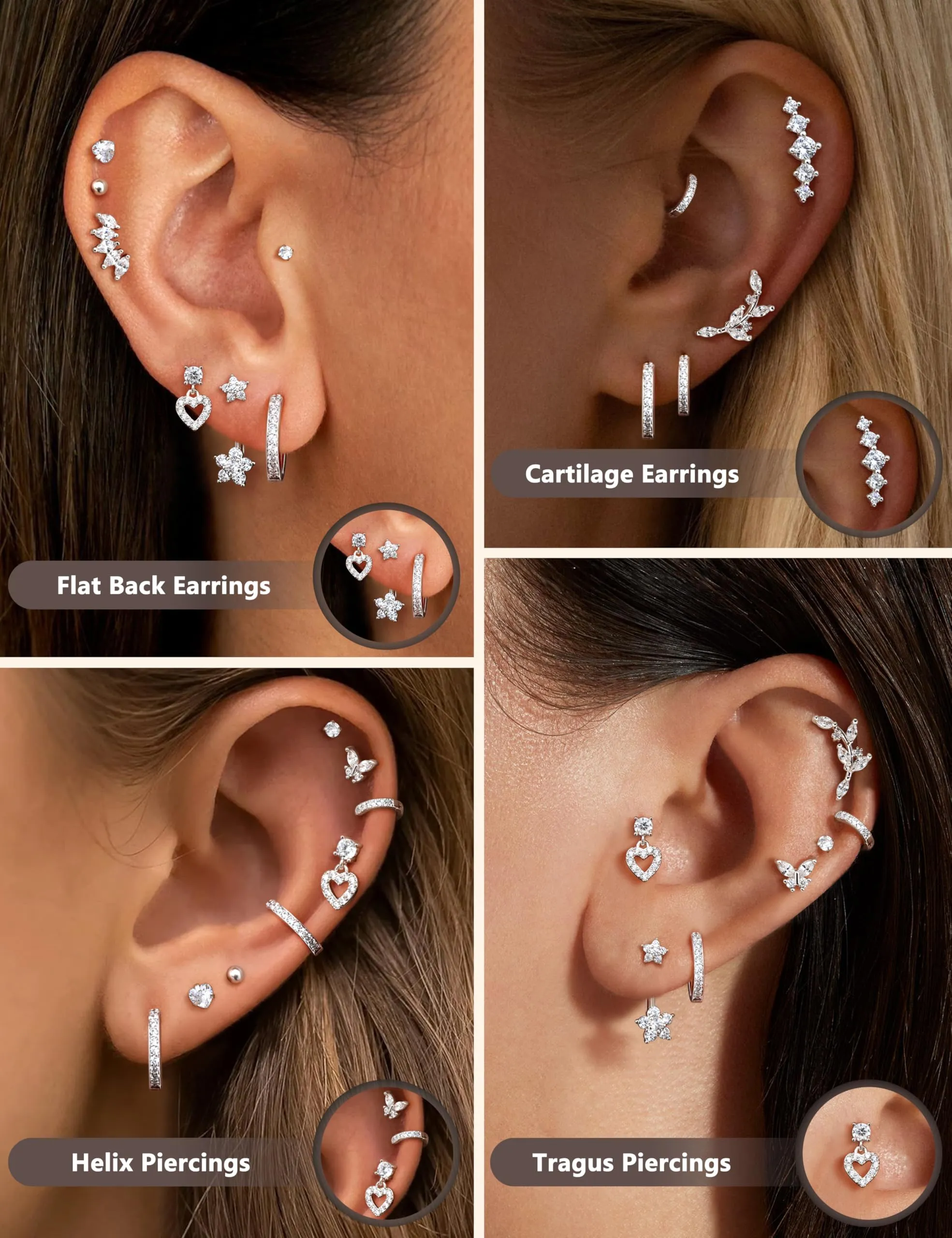 Adramata 12/14Pcs 16G Stainless Steel Ear Piercing Earrings Set - immagine 4