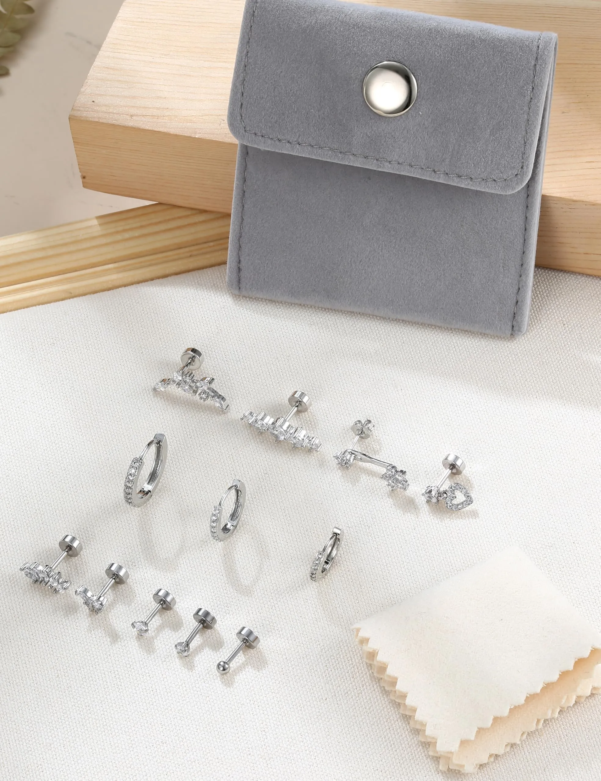 Adramata 12/14Pcs 16G Stainless Steel Ear Piercing Earrings Set - immagine 7