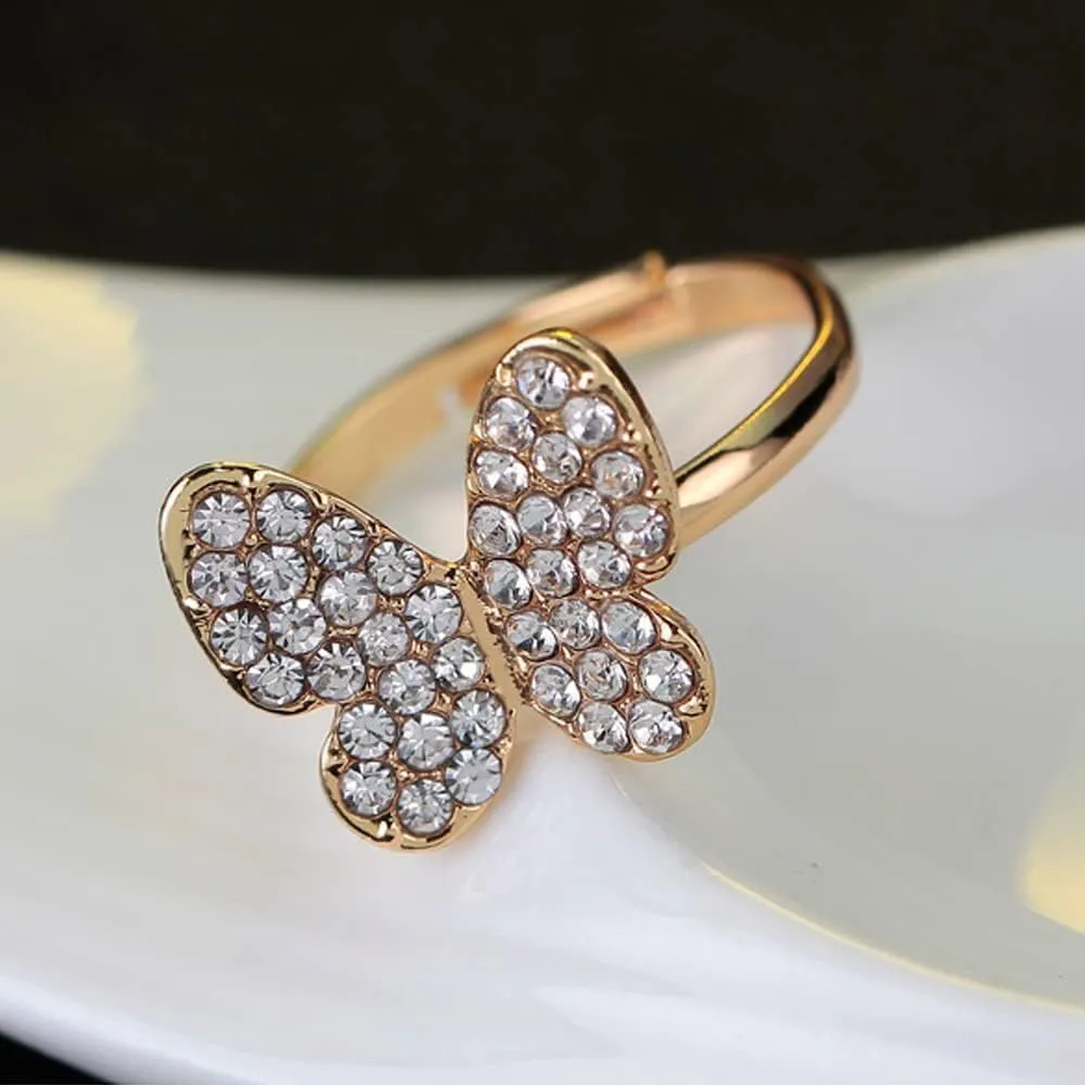 BWOOOWE Set Gioielli Farfalla da Donna 4 Pezzi con Collana, Orecchini, Bracciale e Anello (Oro) - immagine 5