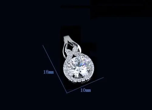 Crystalline Azuria Donna Parure Collana con Ciondolo 45 cm e Orecchini a Lobo, 18ct Placcato Oro Bianco, Cristalli di Zirconi Bianchi - immagine 2