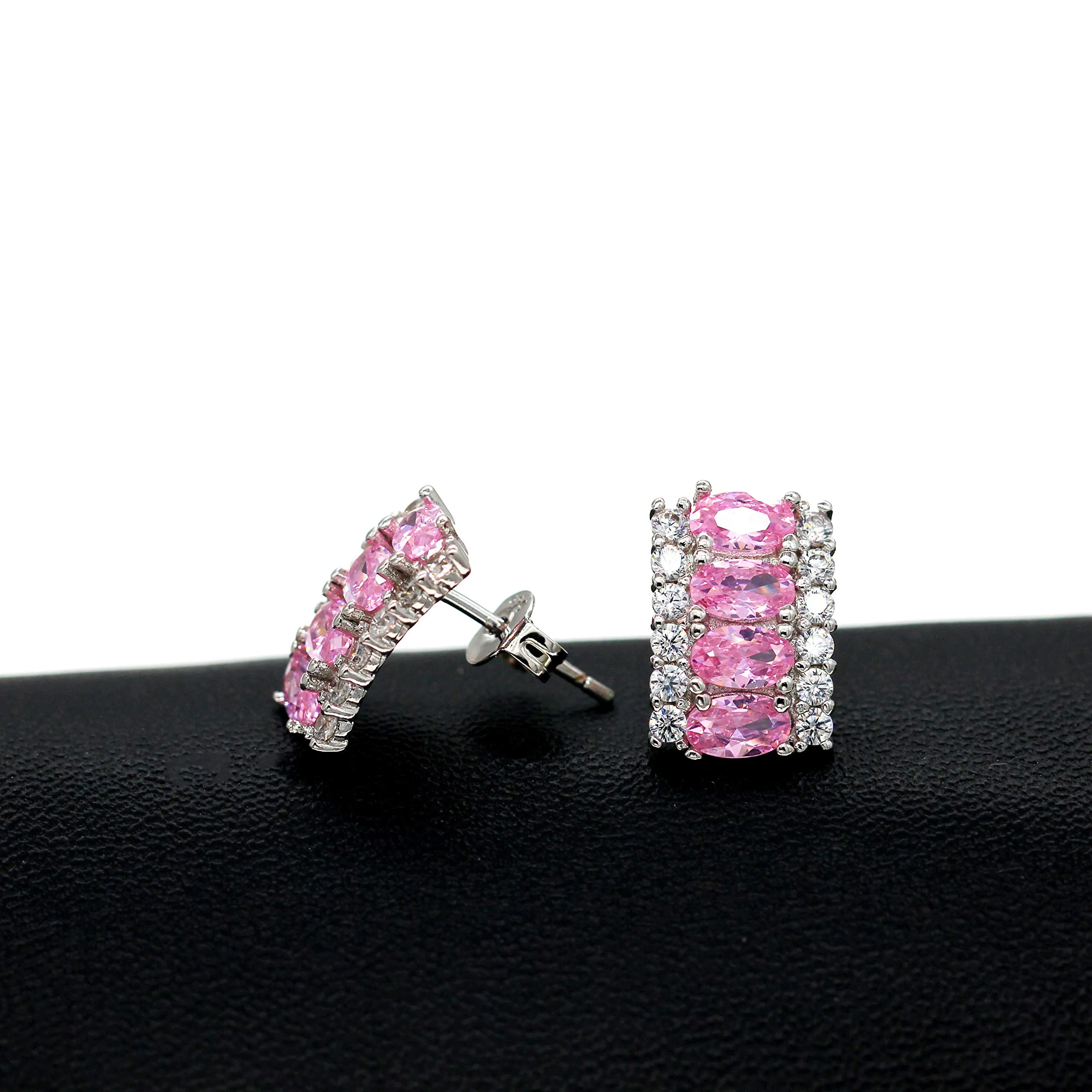 Uloveido Set di Gioielli Mezza Luna T502, Collana, Orecchini e Anello Placcati in Platino con Zirconia Cubica Taglio Ovale, L1/2 (51.9mm) - immagine 8