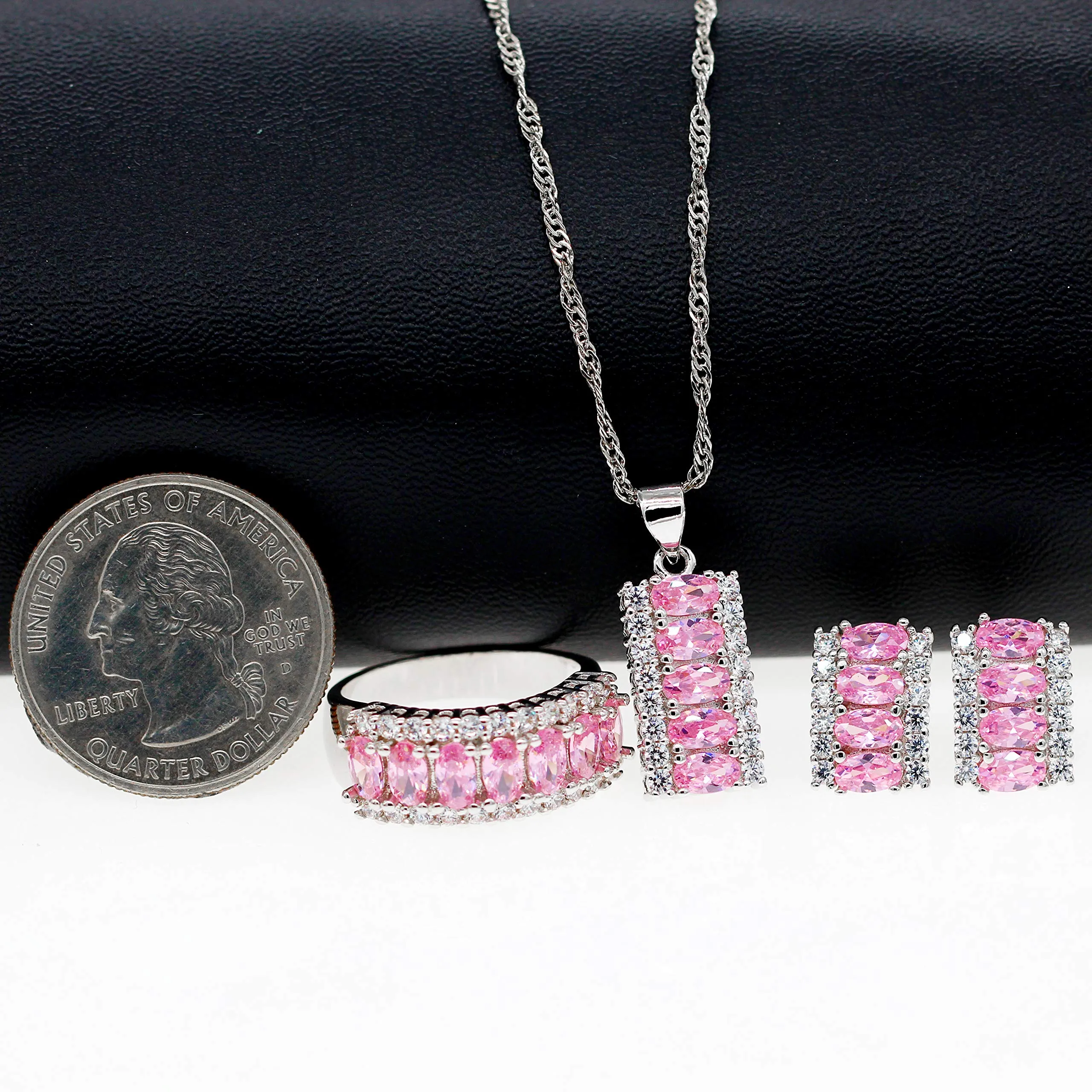 Uloveido Set Collana a Mezzaluna, Anello e Orecchini con Pietre Birthstone e Zirconia Cubica - immagine 4