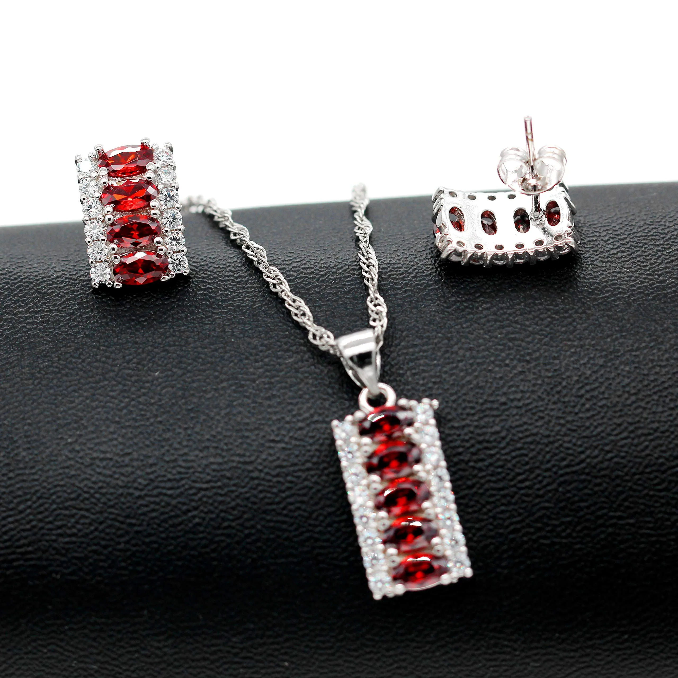 Uloveido Set di collana, anello e orecchini a mezzaluna con Zirconia cubica e pietre Birthstone - immagine 5