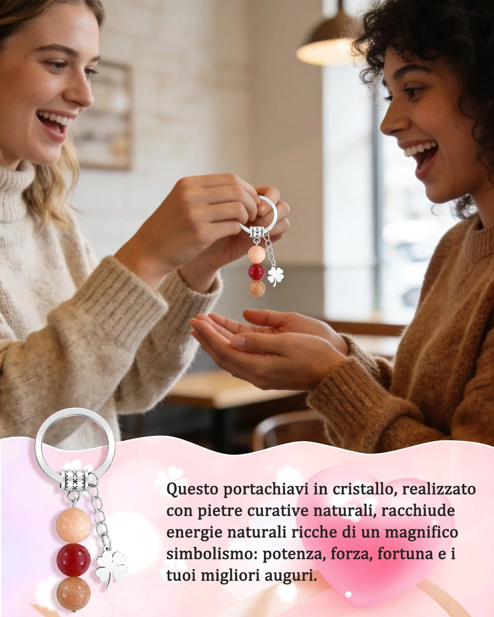 CheersLife Portachiavi Personalizzato in Cristalli Naturali - immagine 2
