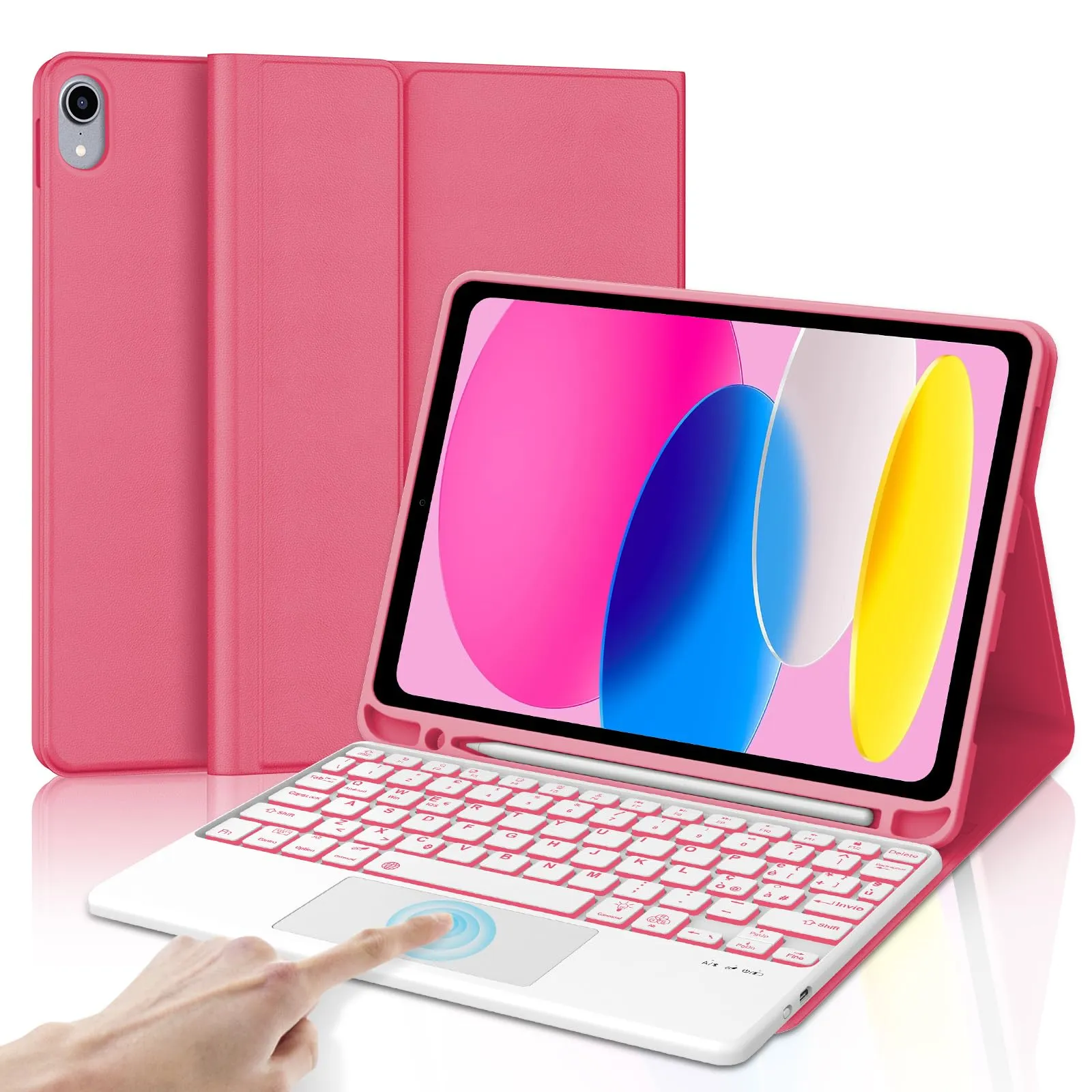 IVEOPPE Tastiera con Touchpad Retroilluminata e Custodia per iPad 11 Generazione 11" (2025) e iPad 10 Generazione 10.9" (2022) - immagine 1